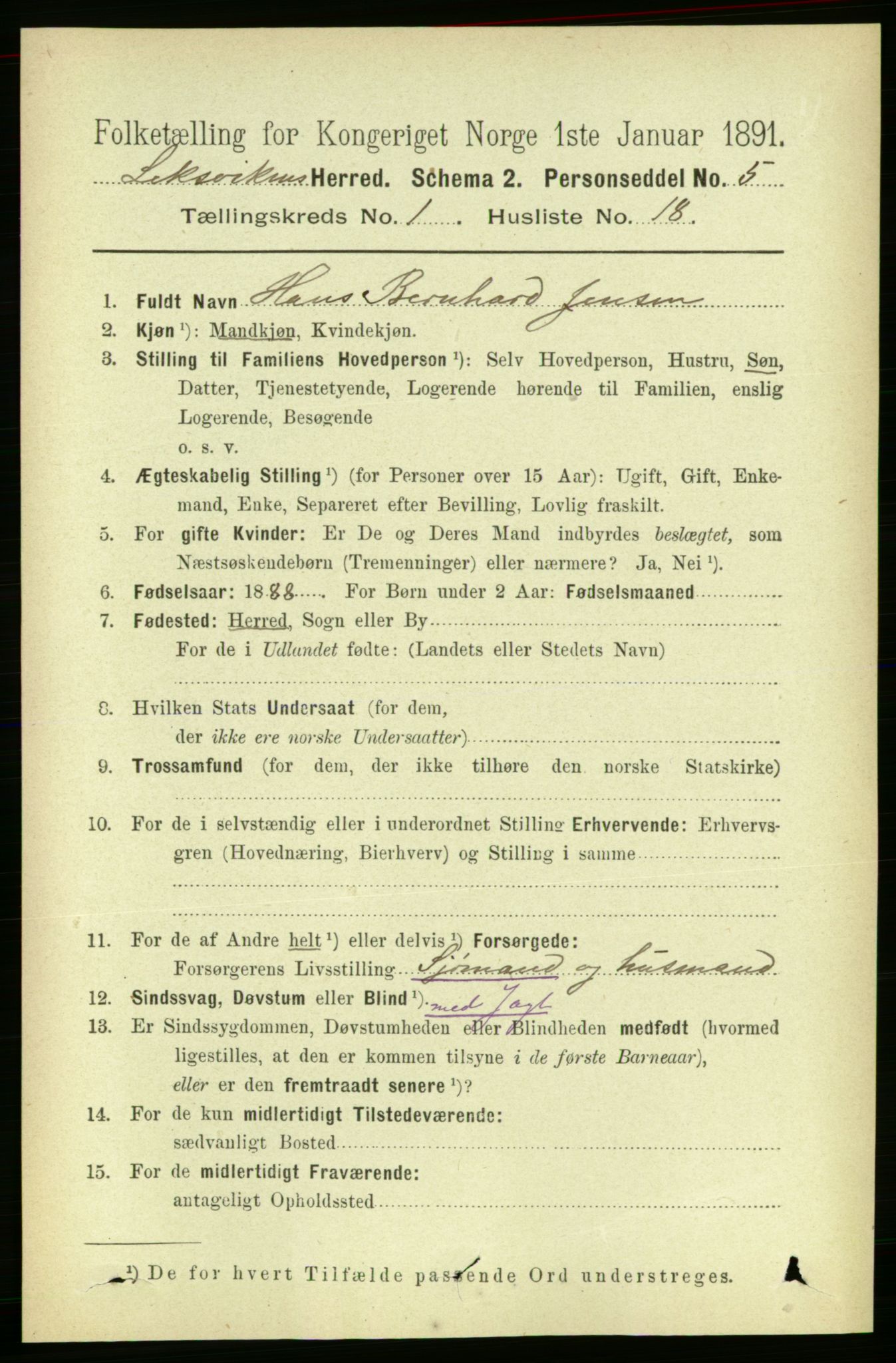 RA, 1891 census for 1718 Leksvik, 1891, p. 223