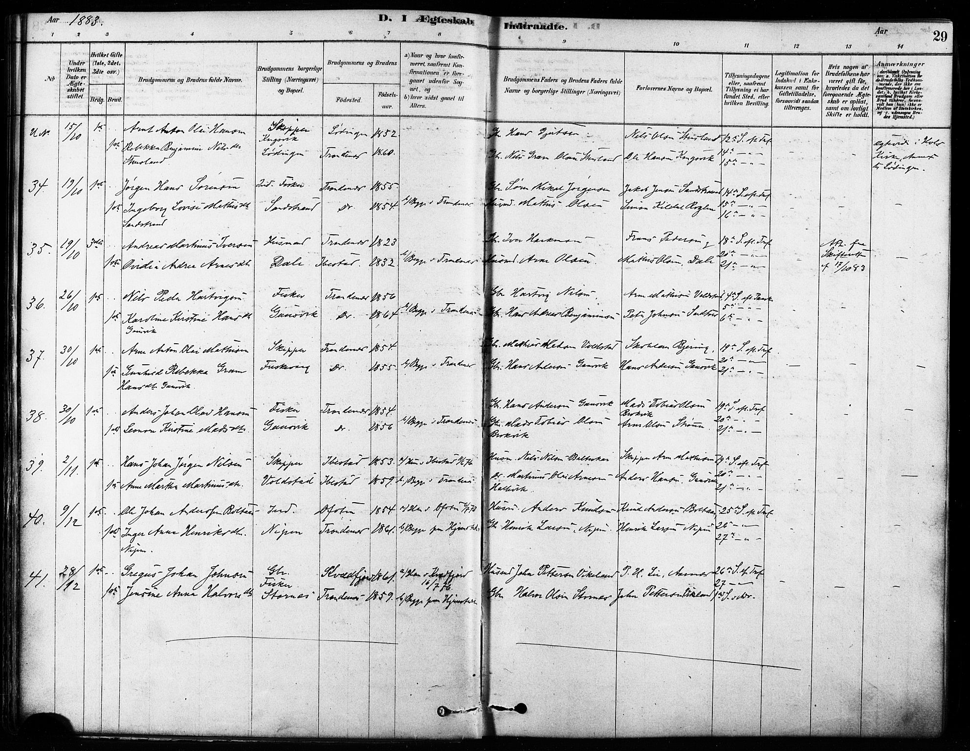 Trondenes sokneprestkontor, SATØ/S-1319/H/Ha/L0015kirke: Parish register (official) no. 15, 1878-1889, p. 29