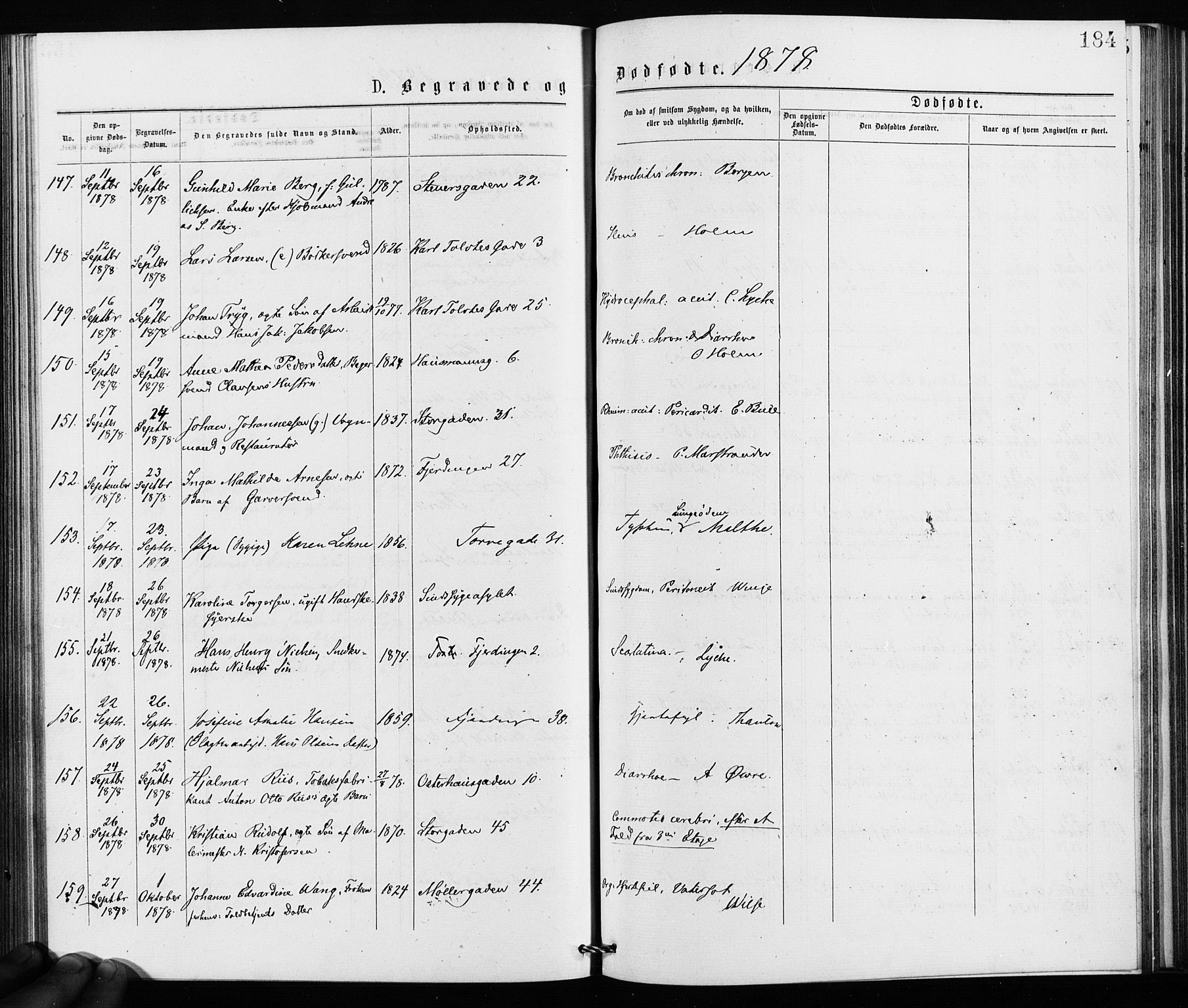 Jakob prestekontor Kirkebøker, SAO/A-10850/F/Fa/L0002: Parish register (official) no. 2, 1875-1879, p. 184