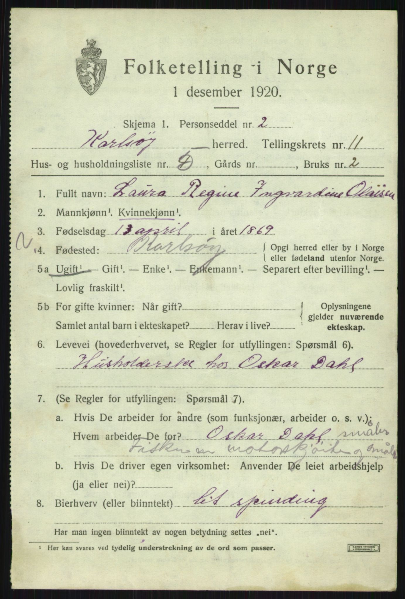 SATØ, 1920 census for Karlsøy, 1920, p. 4024