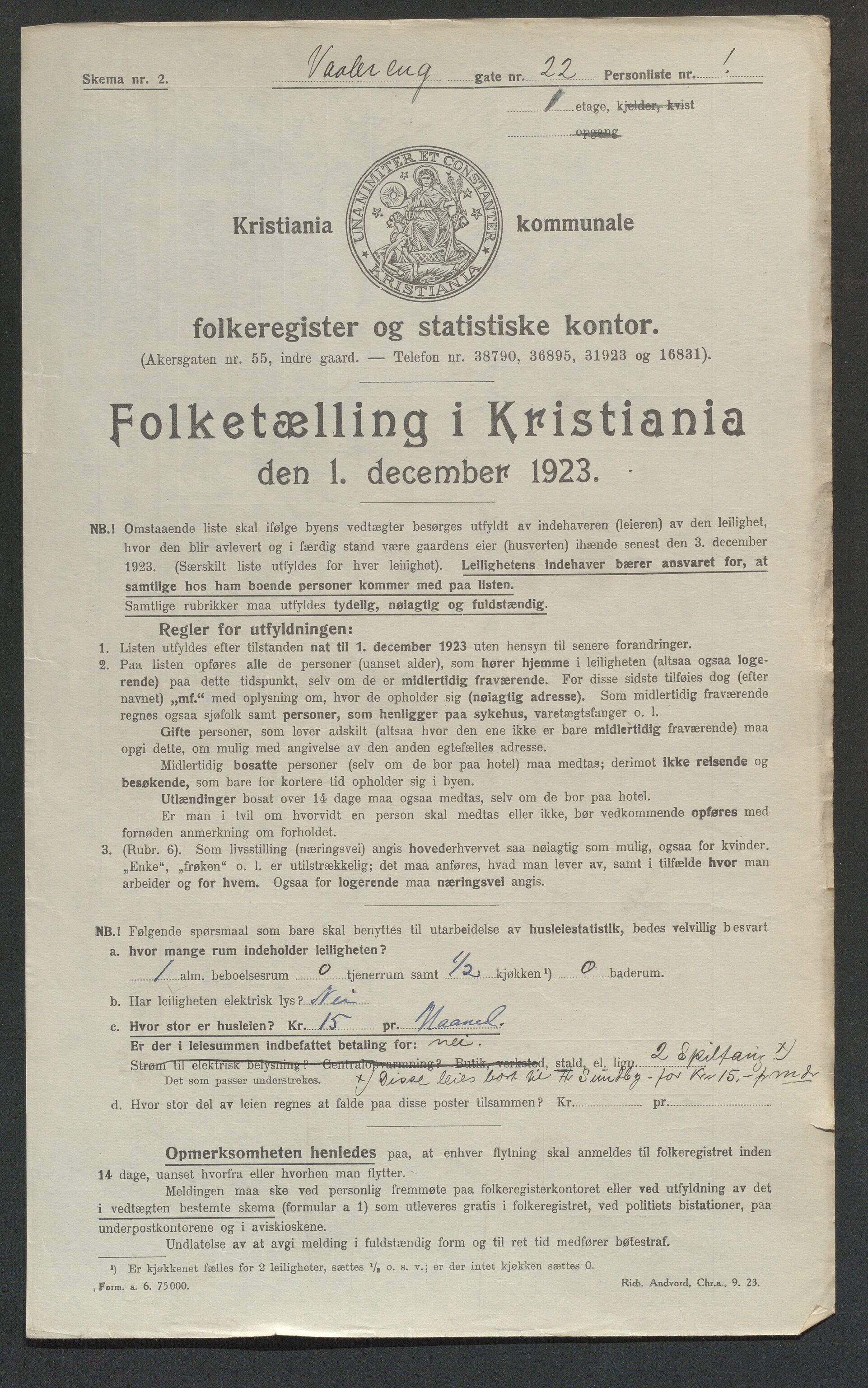 OBA, Municipal Census 1923 for Kristiania, 1923, p. 139036