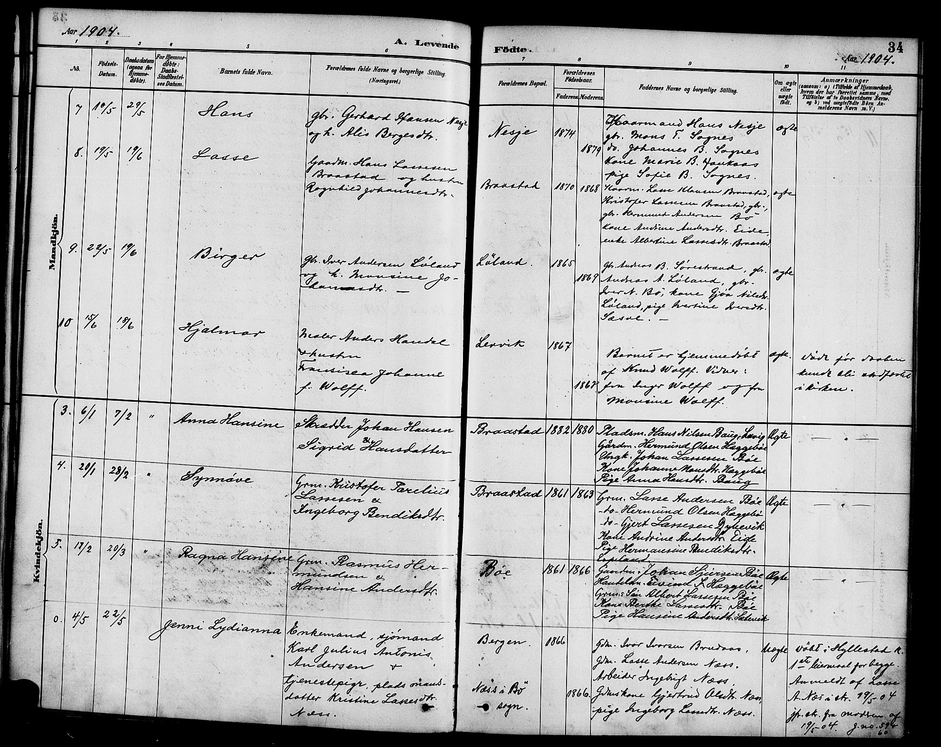 Hyllestad sokneprestembete, SAB/A-80401: Parish register (official) no. C 1, 1886-1904, p. 34