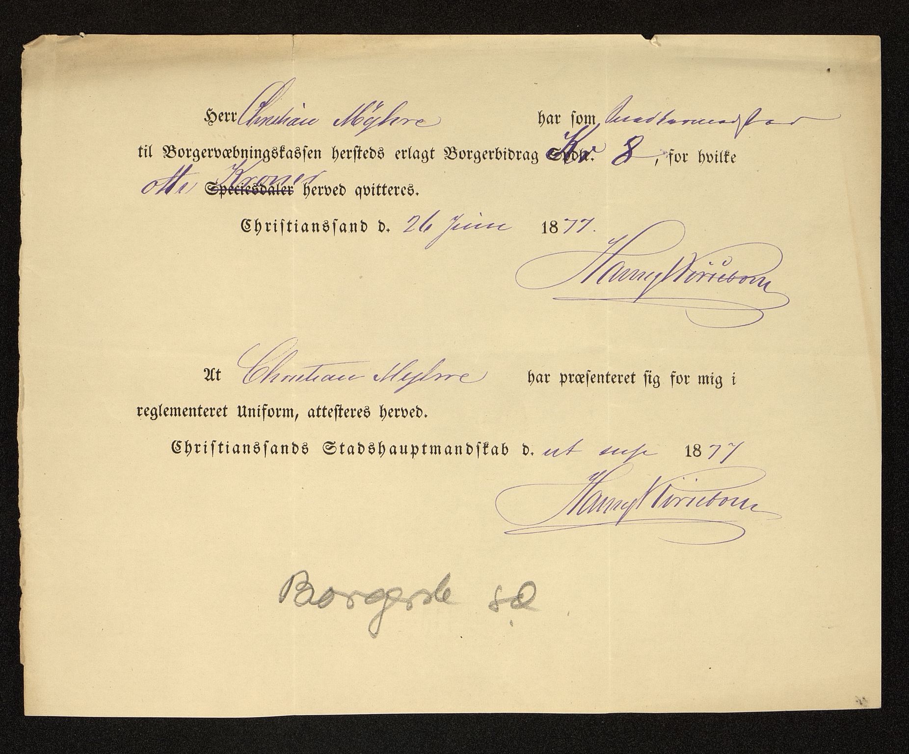 Kristiansand By - Magistraten, ARKSOR/1001KG122/G/Gc/L0009: Borgerbrev, 1877-1901