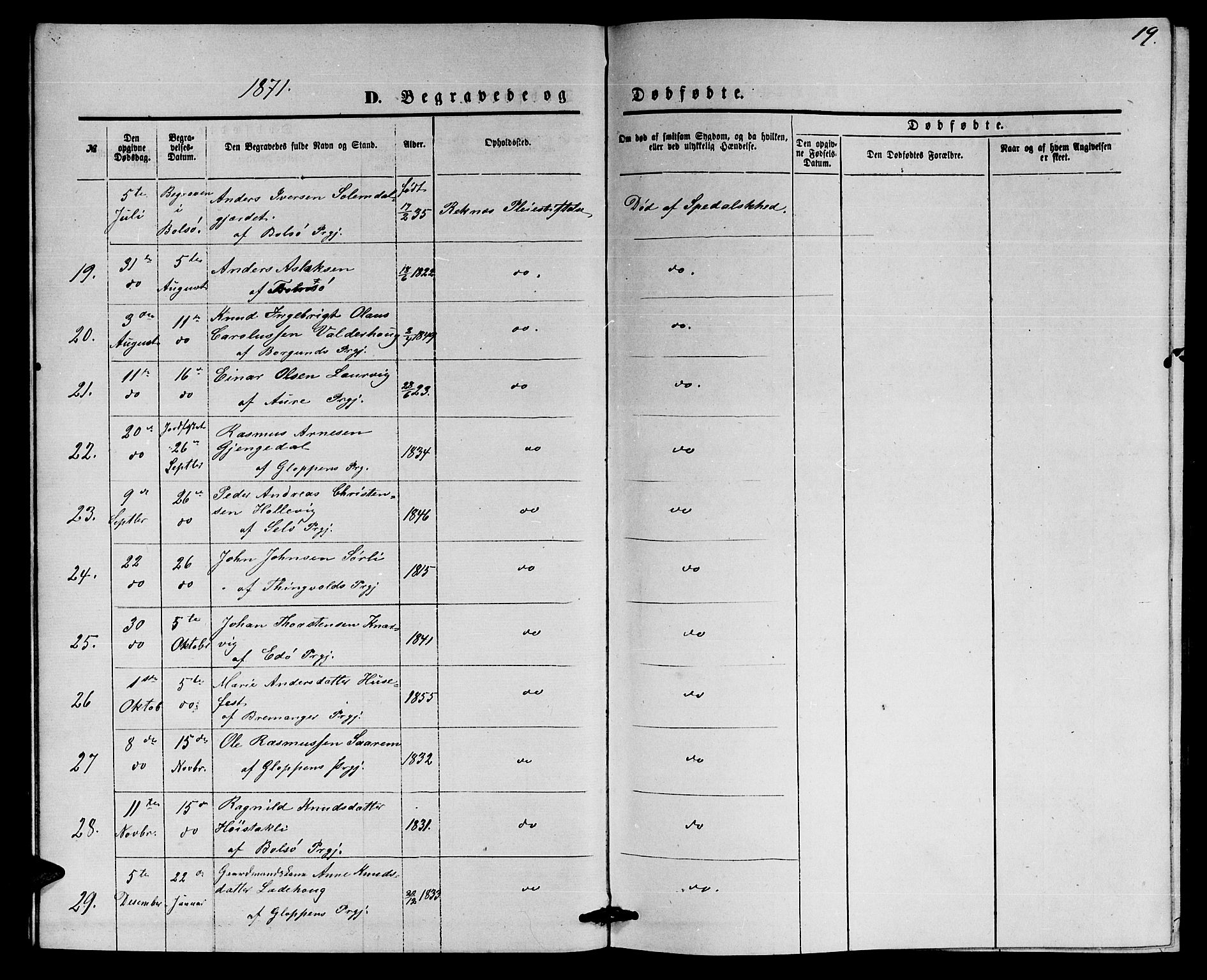Ministerialprotokoller, klokkerbøker og fødselsregistre - Møre og Romsdal, SAT/A-1454/559/L0715: Parish register (copy) no. 559C01, 1869-1886, p. 19