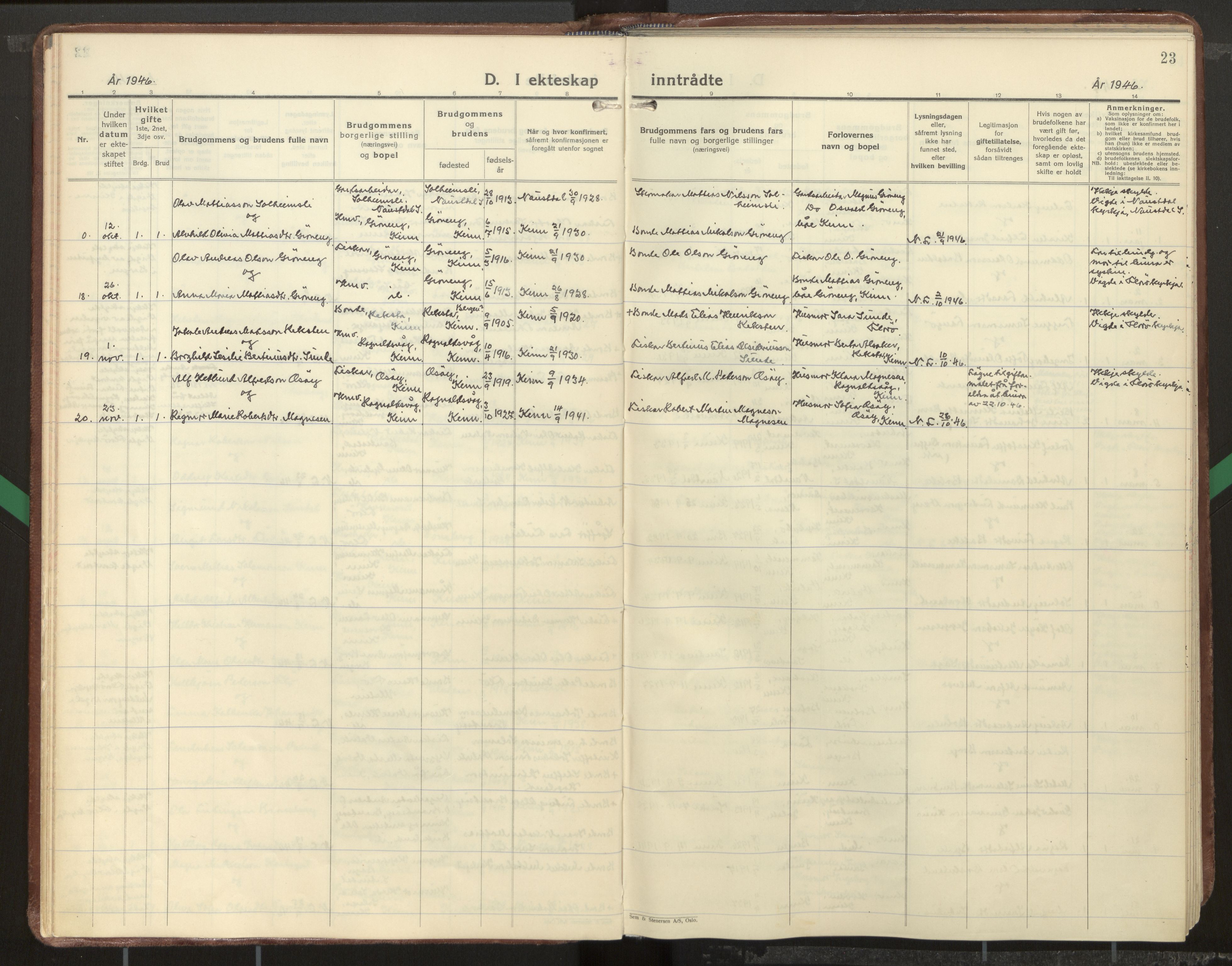 Kinn sokneprestembete, AV/SAB-A-80801/H/Haa/Haab/L0012: Parish register (official) no. B 12, 1937-1968, p. 23