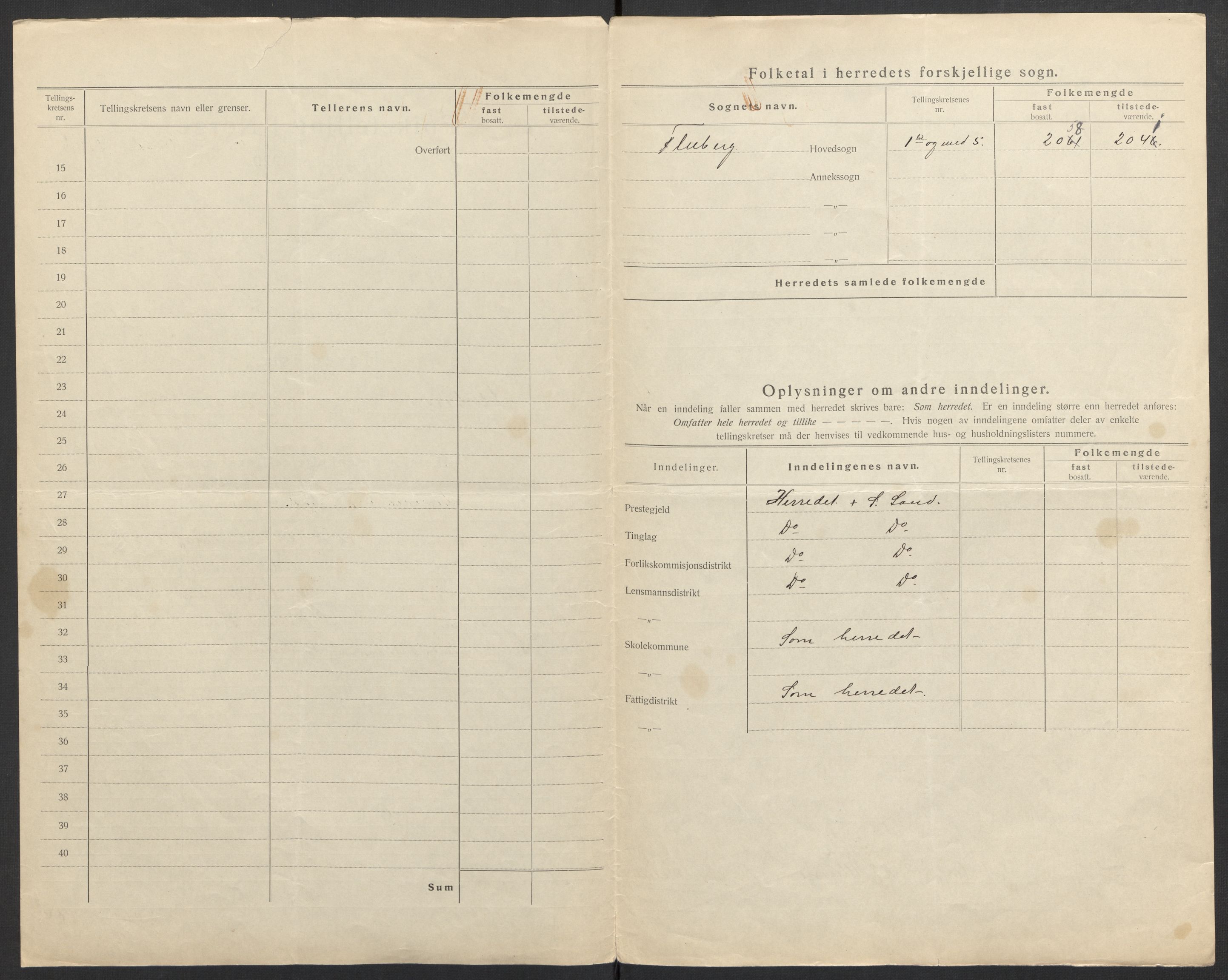 SAH, 1920 census for Fluberg, 1920, p. 11