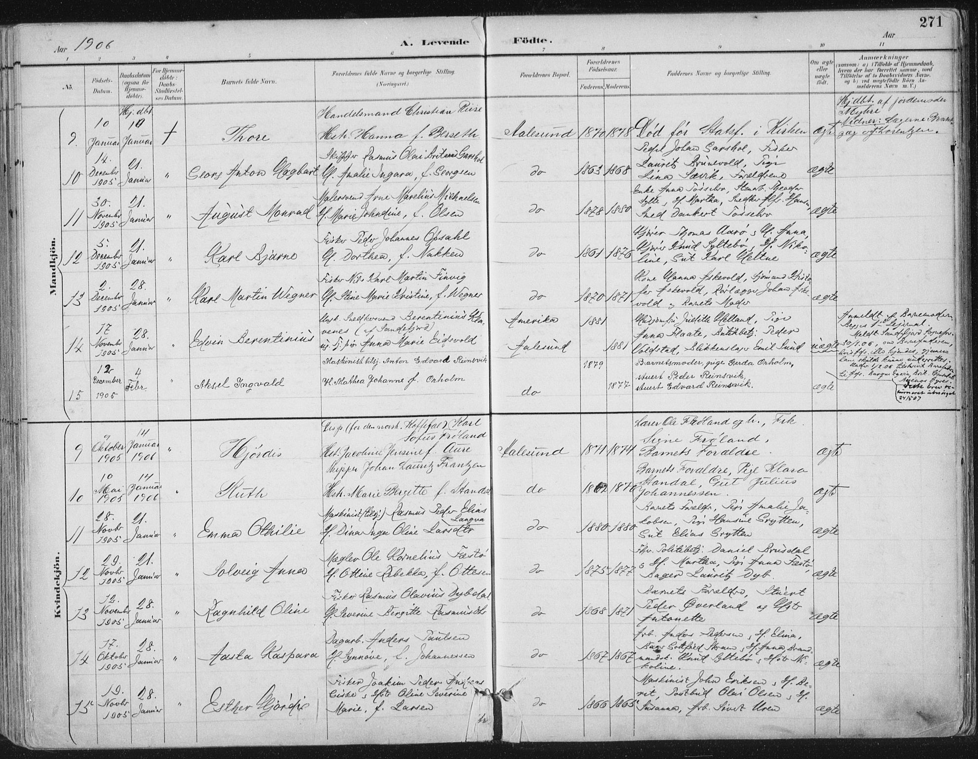 Ministerialprotokoller, klokkerbøker og fødselsregistre - Møre og Romsdal, AV/SAT-A-1454/529/L0456: Parish register (official) no. 529A06, 1894-1906, p. 271