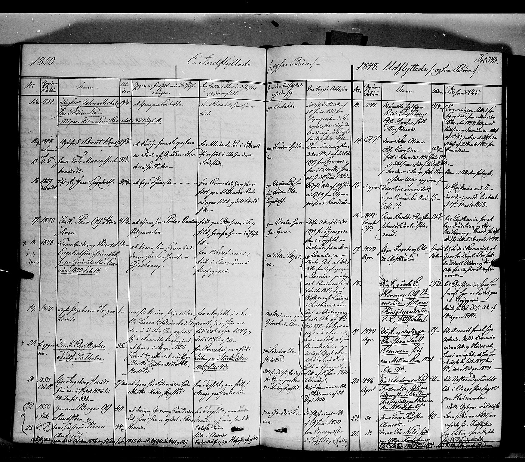 Stange prestekontor, SAH/PREST-002/K/L0011: Parish register (official) no. 11, 1846-1852, p. 343
