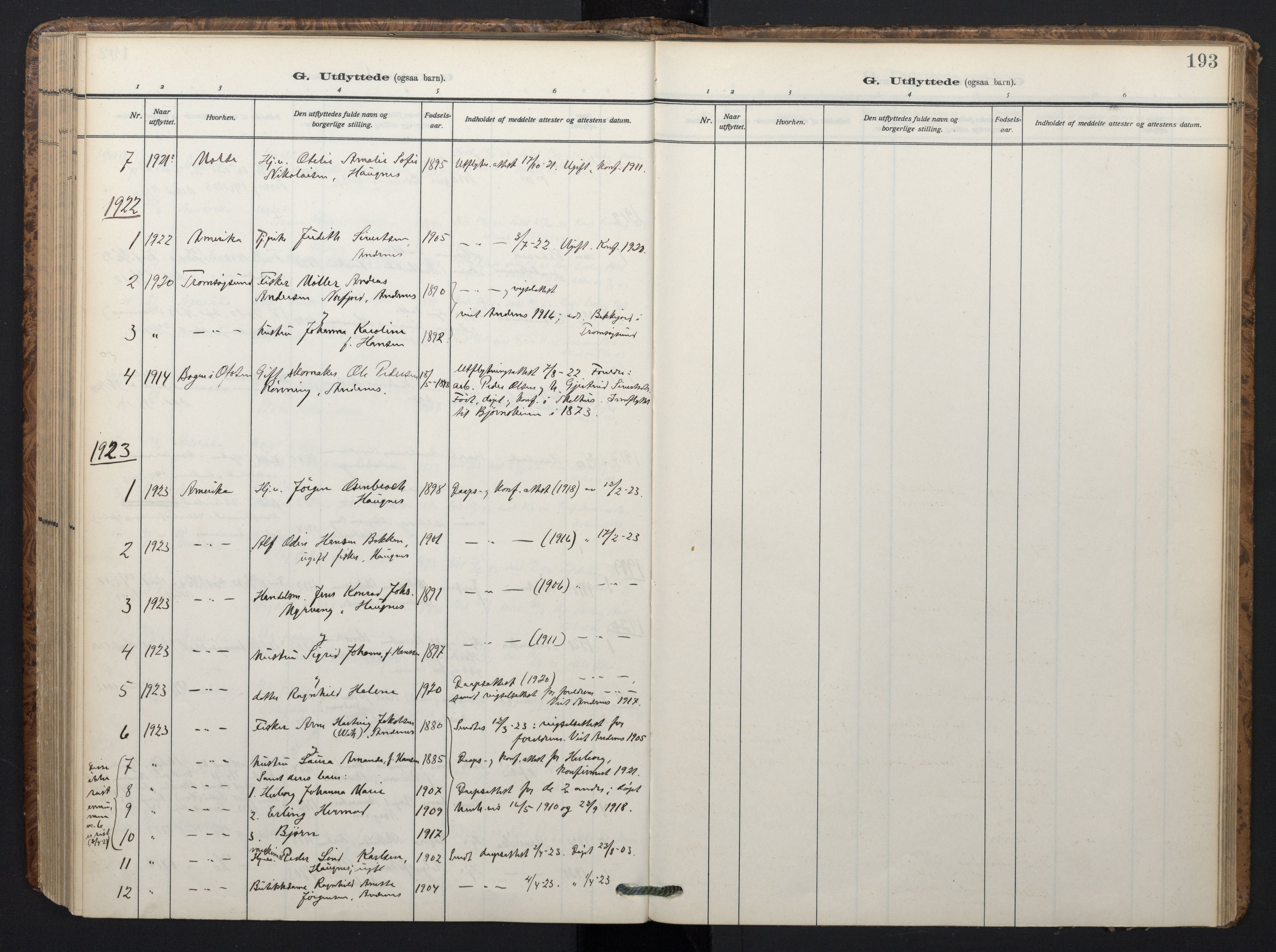 Ministerialprotokoller, klokkerbøker og fødselsregistre - Nordland, SAT/A-1459/899/L1438: Parish register (official) no. 899A06, 1909-1922, p. 193
