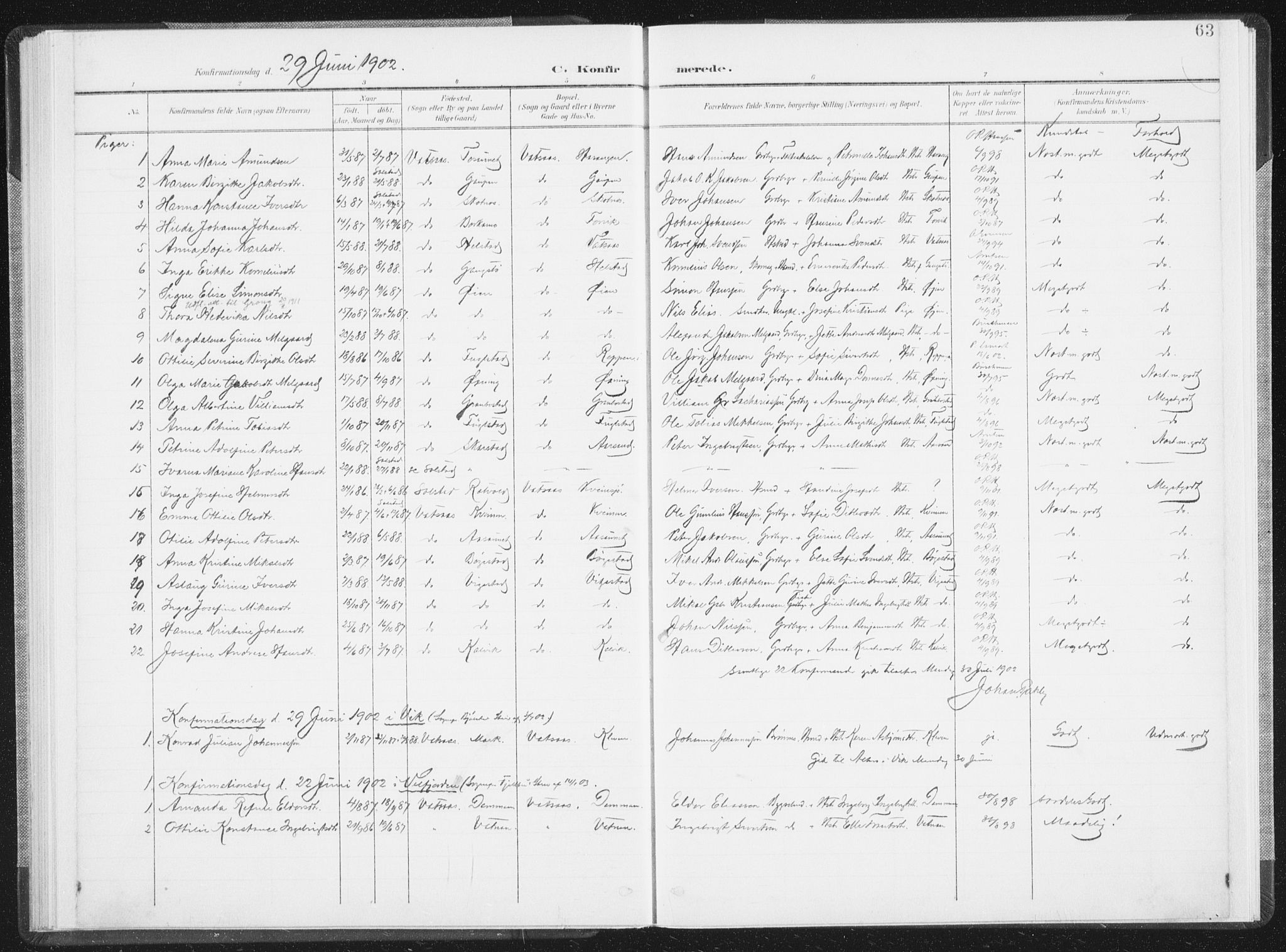 Ministerialprotokoller, klokkerbøker og fødselsregistre - Nordland, AV/SAT-A-1459/810/L0153: Parish register (official) no. 810A12, 1899-1914, p. 63