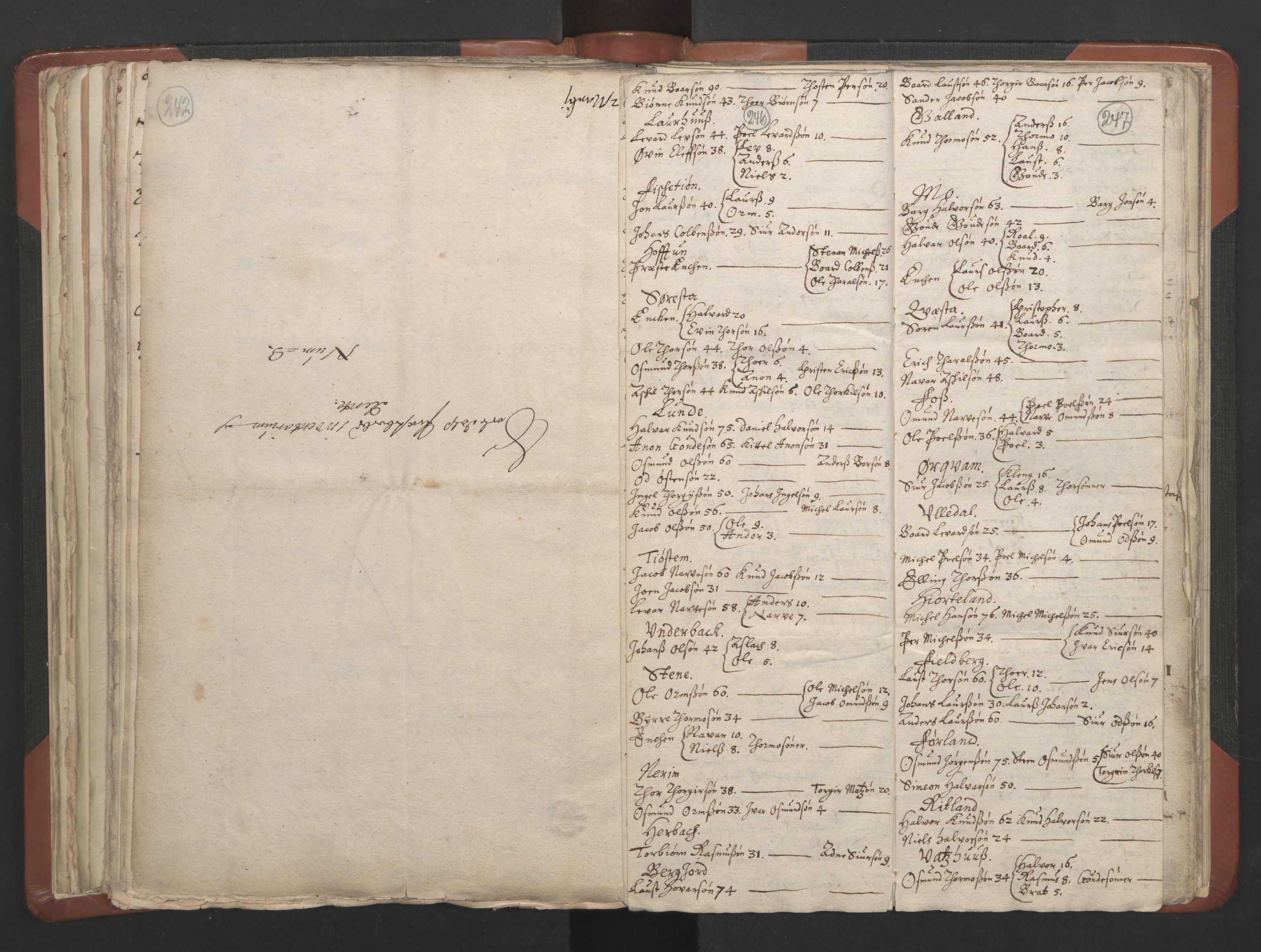 RA, Vicar's Census 1664-1666, no. 19: Ryfylke deanery, 1664-1666, p. 246-247