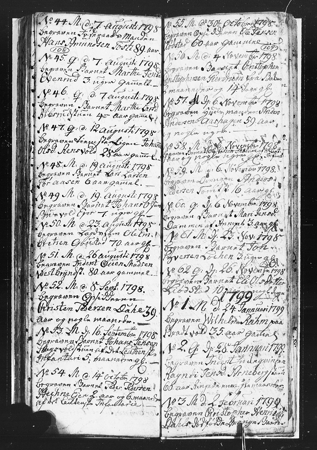 Romedal prestekontor, SAH/PREST-004/L/L0002: Parish register (copy) no. 2, 1795-1800, p. 108-109