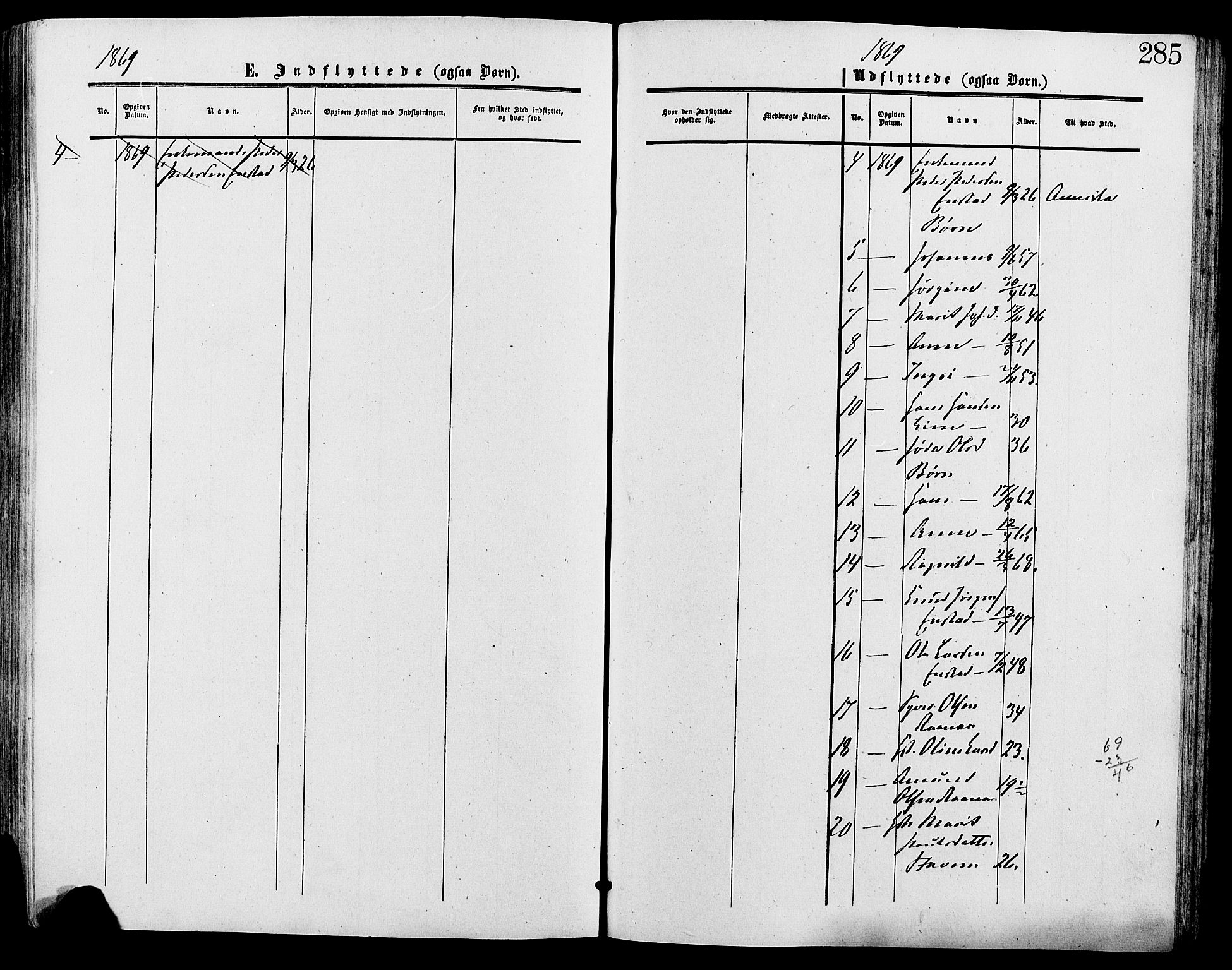 Lesja prestekontor, SAH/PREST-068/H/Ha/Haa/L0009: Parish register (official) no. 9, 1854-1889, p. 285