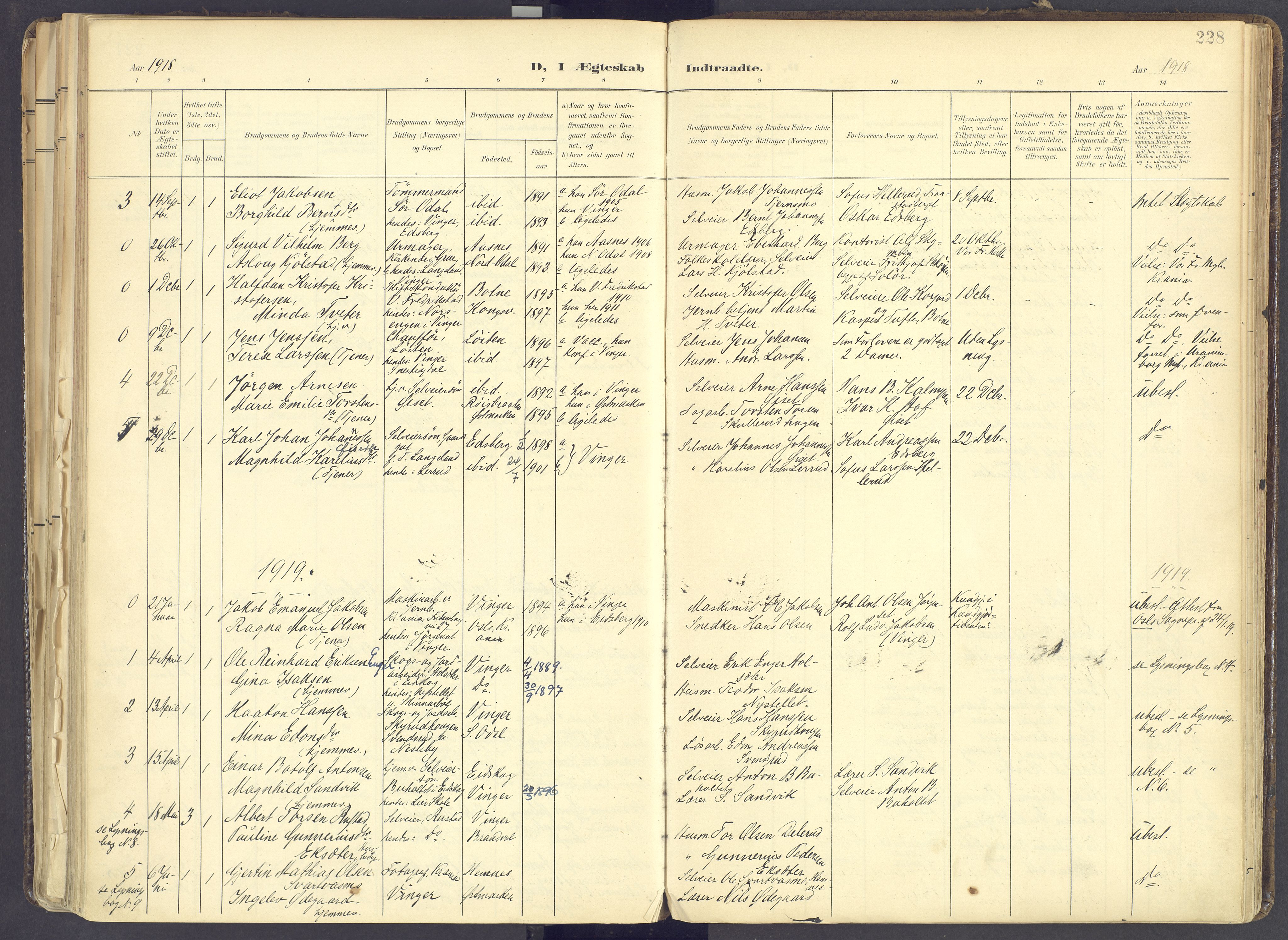 Vinger prestekontor, AV/SAH-PREST-024/H/Ha/Haa/L0017: Parish register (official) no. 17, 1901-1927, p. 228