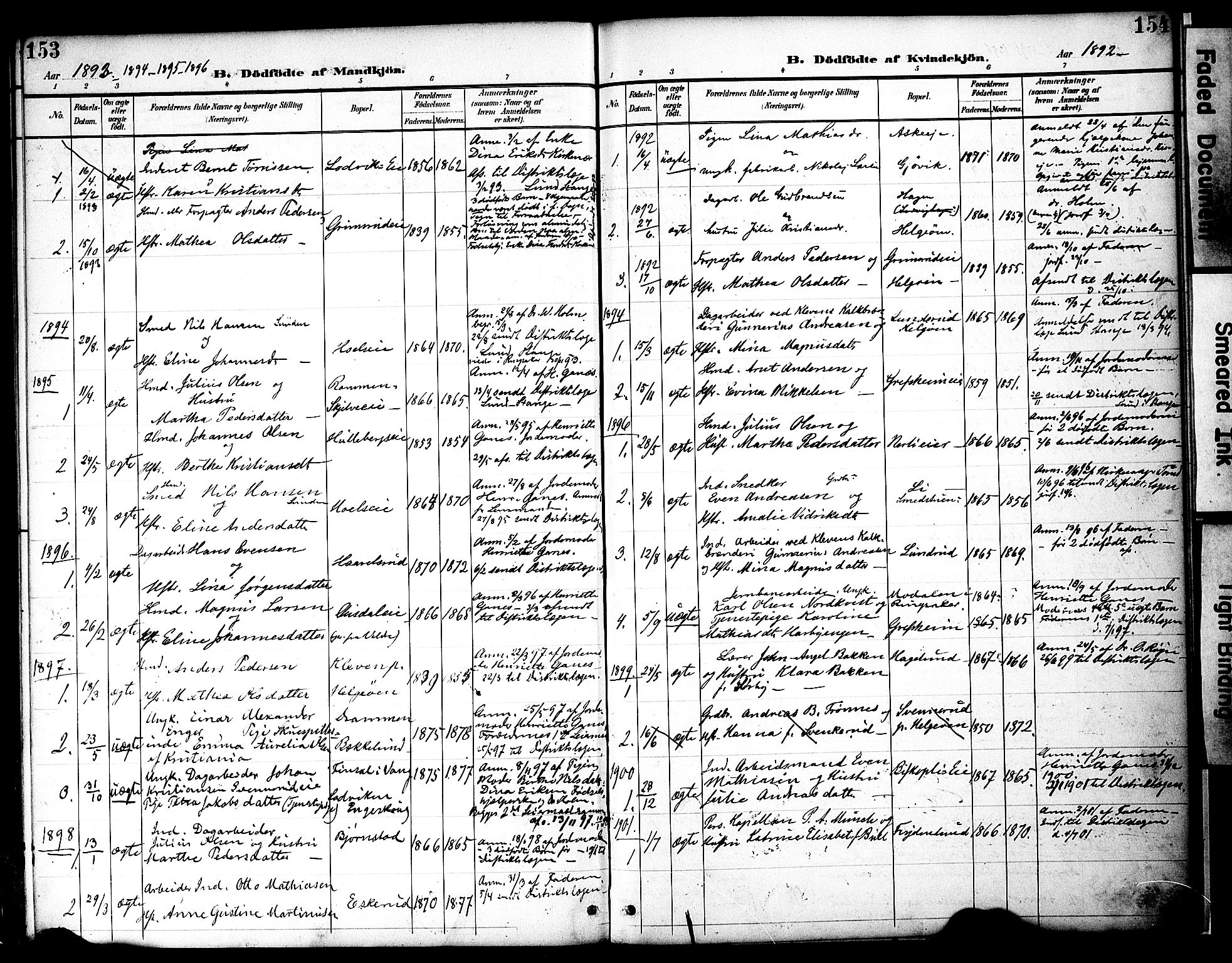 Nes prestekontor, Hedmark, AV/SAH-PREST-020/K/Ka/L0009: Parish register (official) no. 9, 1887-1905, p. 153-154