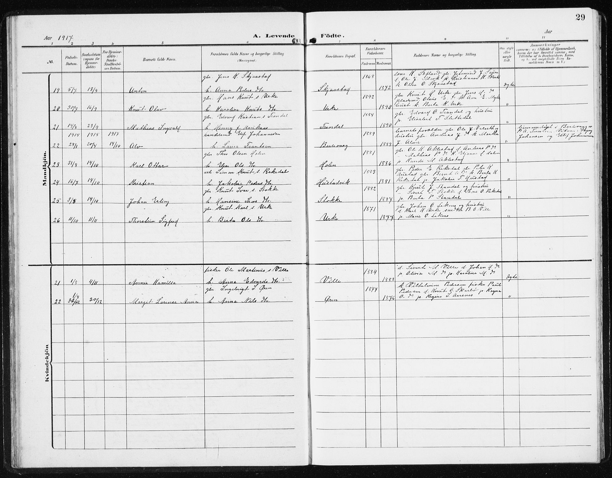 Ministerialprotokoller, klokkerbøker og fødselsregistre - Møre og Romsdal, AV/SAT-A-1454/515/L0216: Parish register (copy) no. 515C03, 1906-1941, p. 29