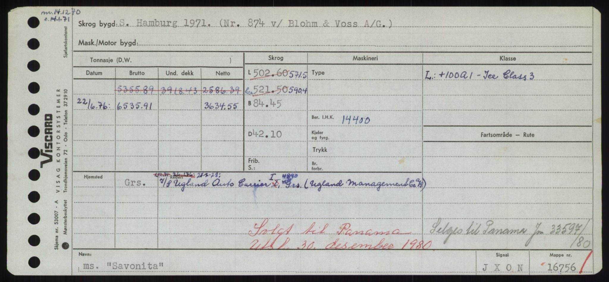 Sjøfartsdirektoratet med forløpere, Skipsmålingen, RA/S-1627/H/Hd/L0032: Fartøy, San-Seve, p. 237