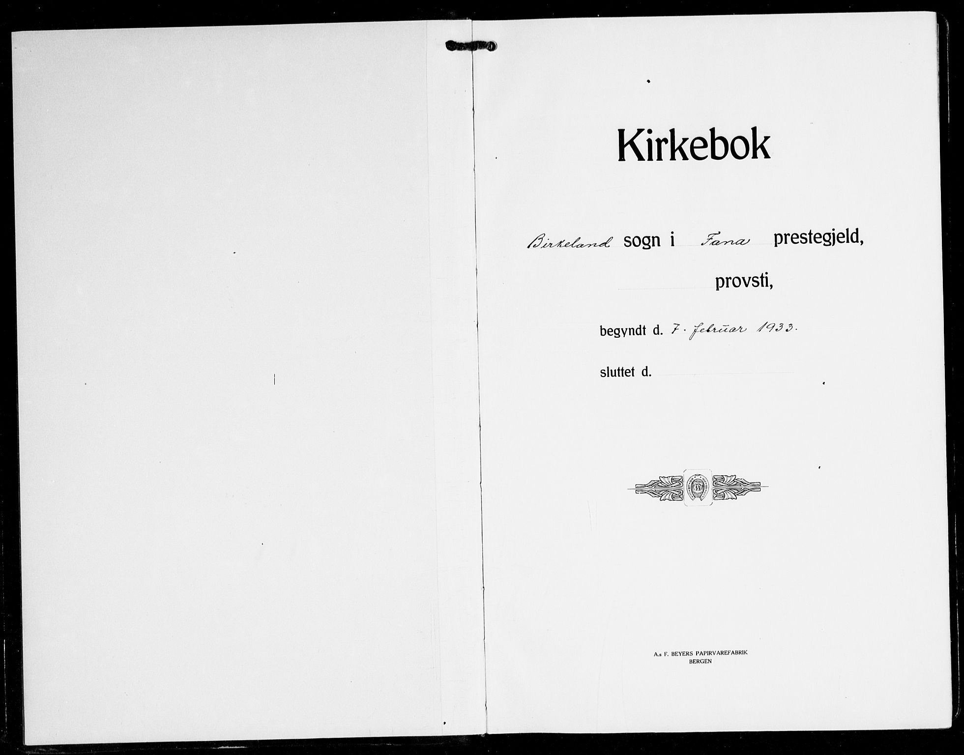 Birkeland Sokneprestembete, SAB/A-74601/H/Hab: Parish register (copy) no. A 9, 1933-1943