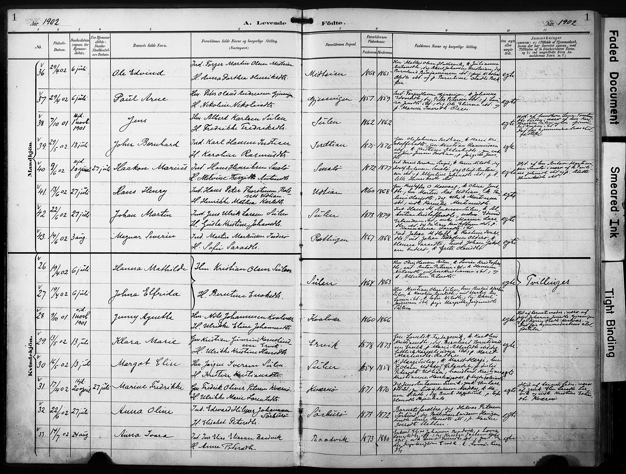 Ministerialprotokoller, klokkerbøker og fødselsregistre - Sør-Trøndelag, SAT/A-1456/640/L0580: Parish register (official) no. 640A05, 1902-1910, p. 1