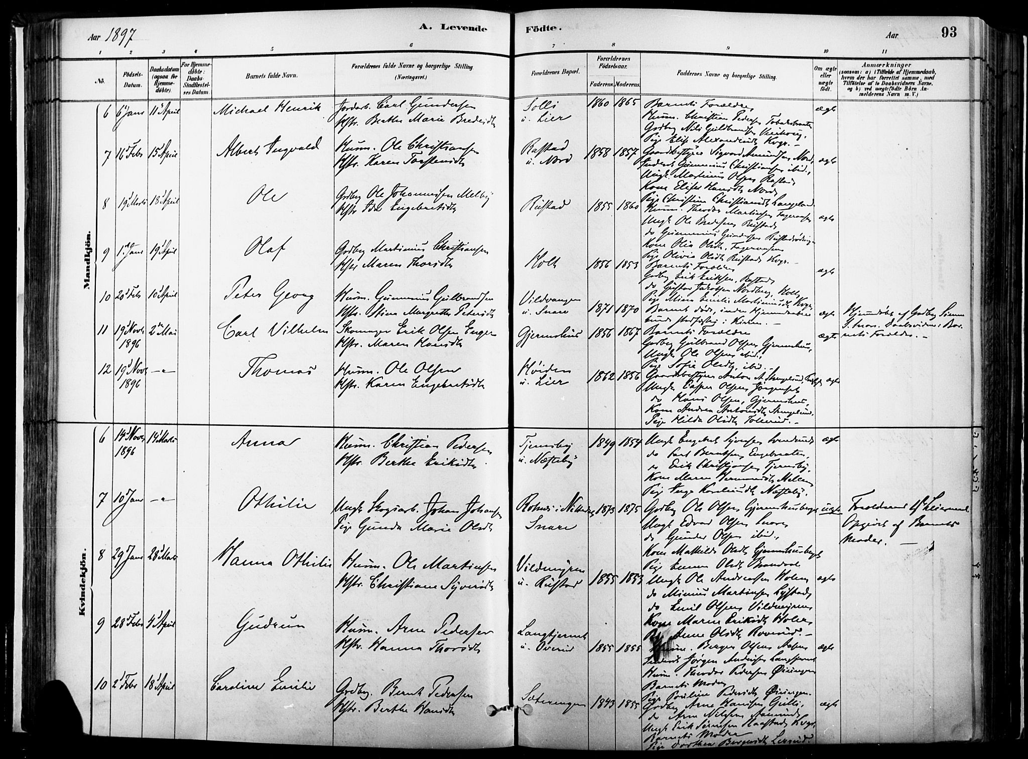 Vinger prestekontor, AV/SAH-PREST-024/H/Ha/Haa/L0014: Parish register (official) no. 14, 1881-1900, p. 93