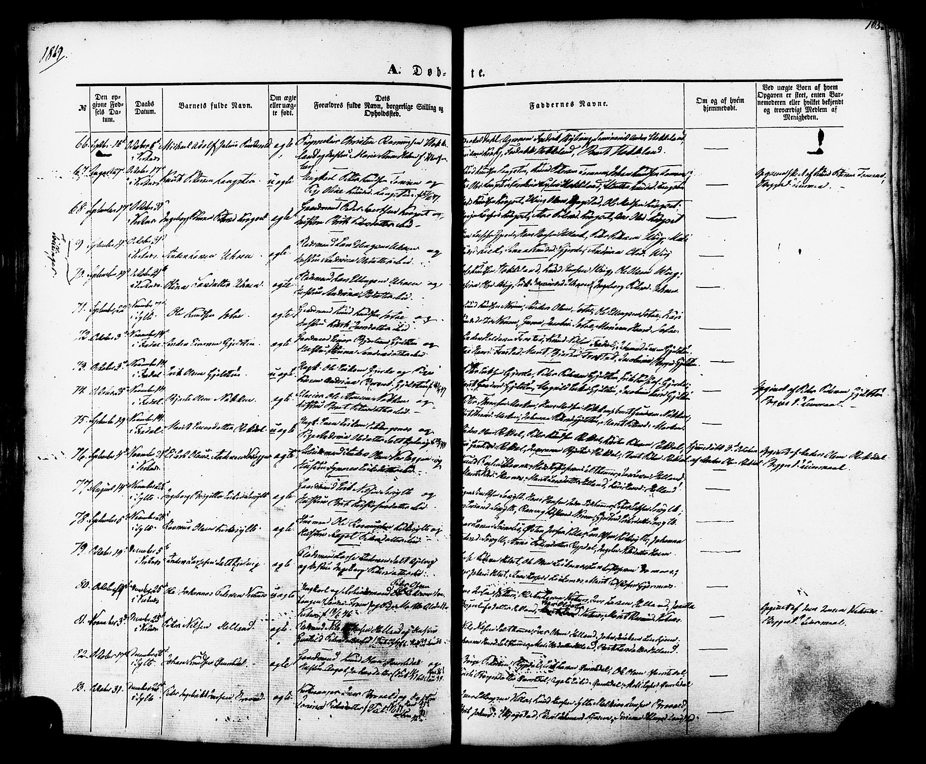 Ministerialprotokoller, klokkerbøker og fødselsregistre - Møre og Romsdal, SAT/A-1454/539/L0529: Parish register (official) no. 539A02, 1848-1872, p. 105