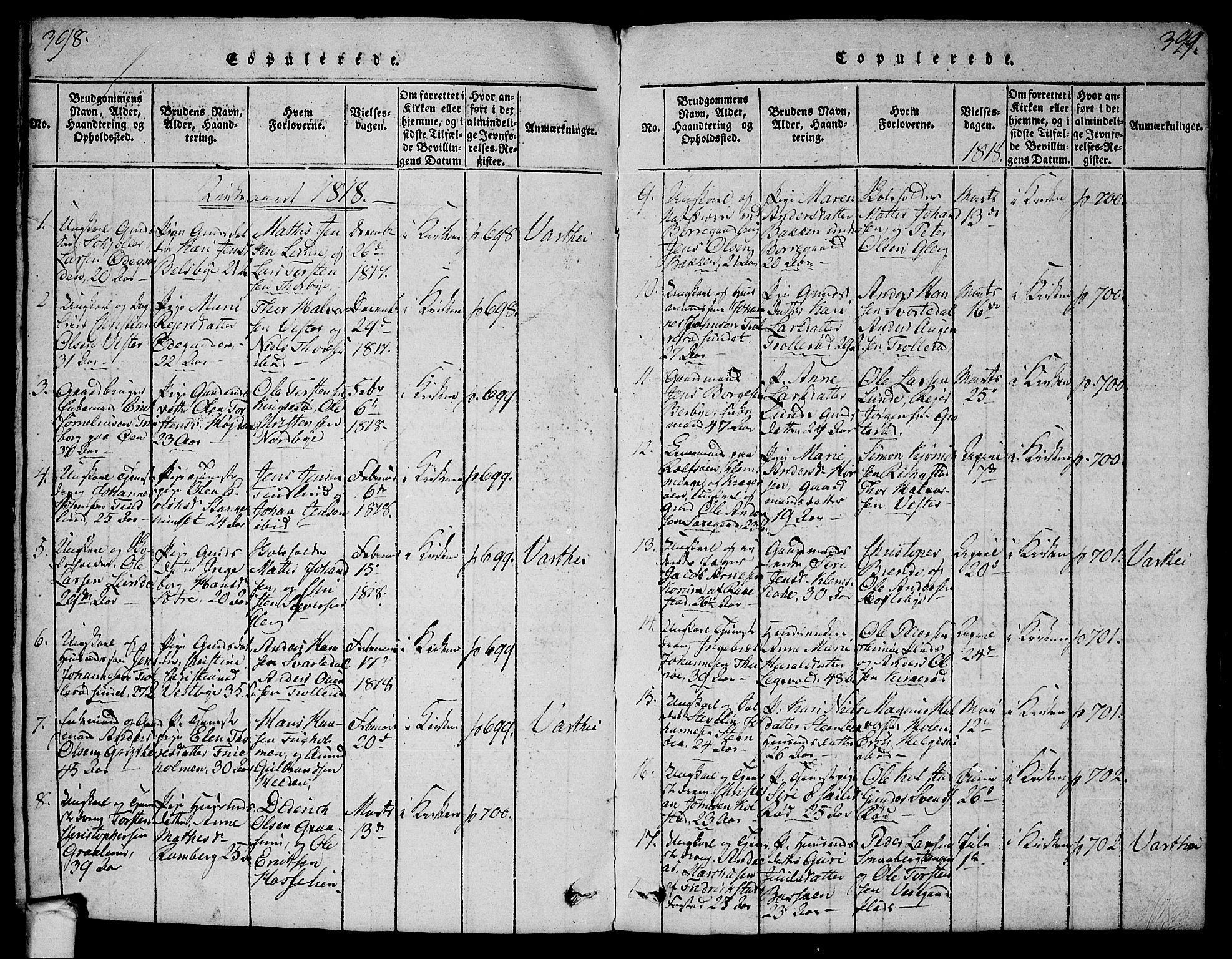 Tune prestekontor Kirkebøker, SAO/A-2007/G/Ga/L0001: Parish register (copy) no. I 1, 1815-1822, p. 398-399