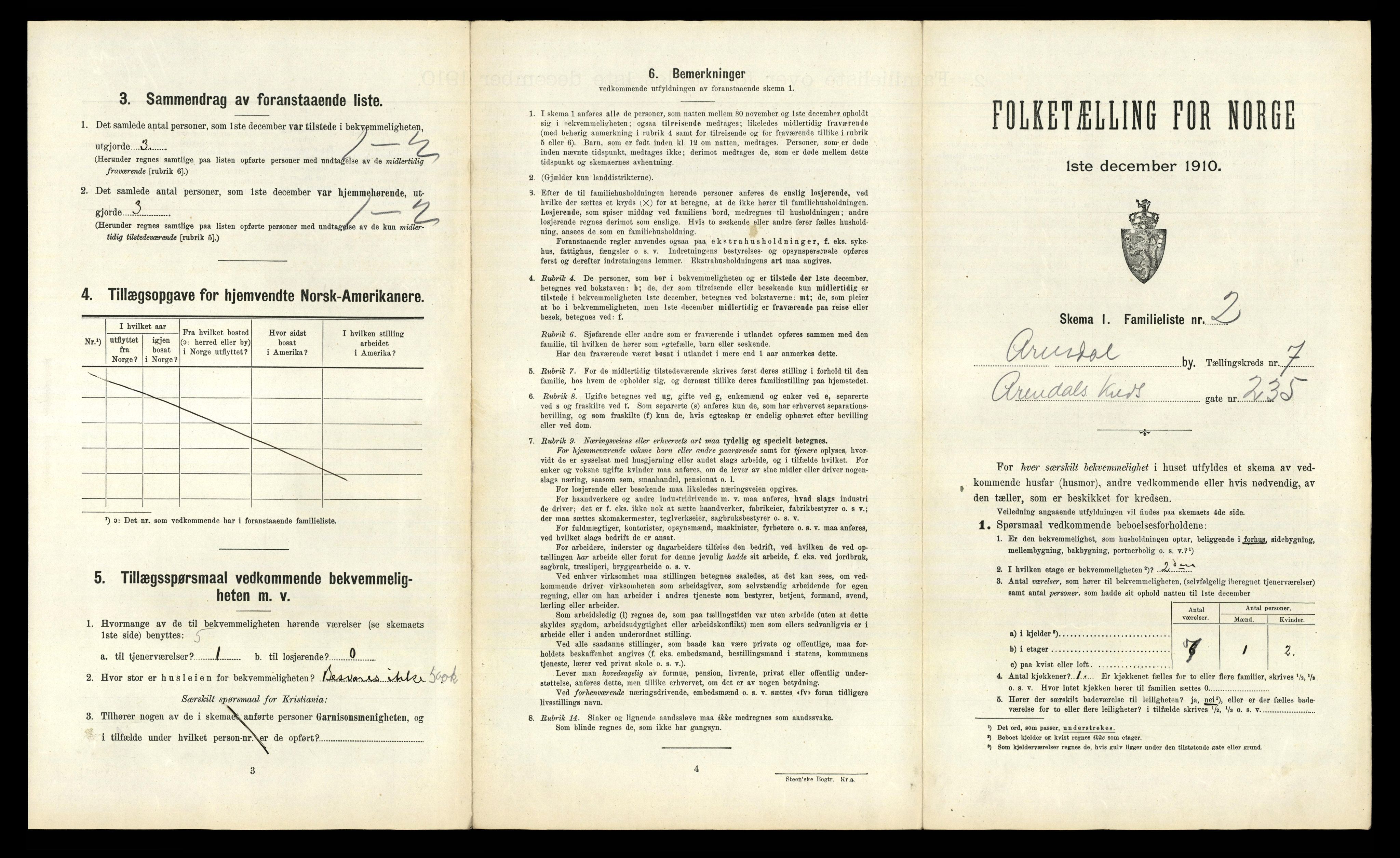 RA, 1910 census for Arendal, 1910, p. 2533