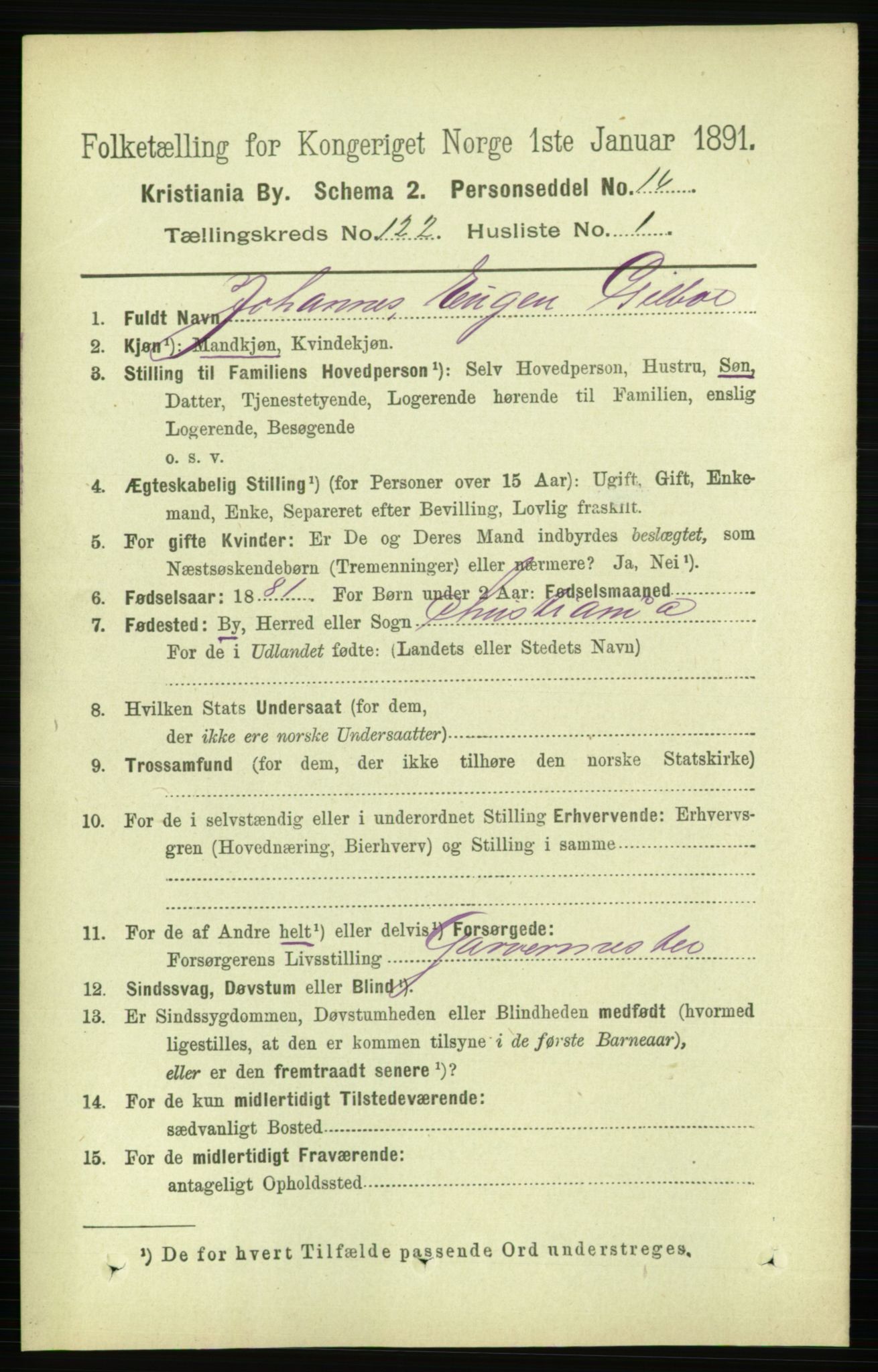 RA, 1891 census for 0301 Kristiania, 1891, p. 64633