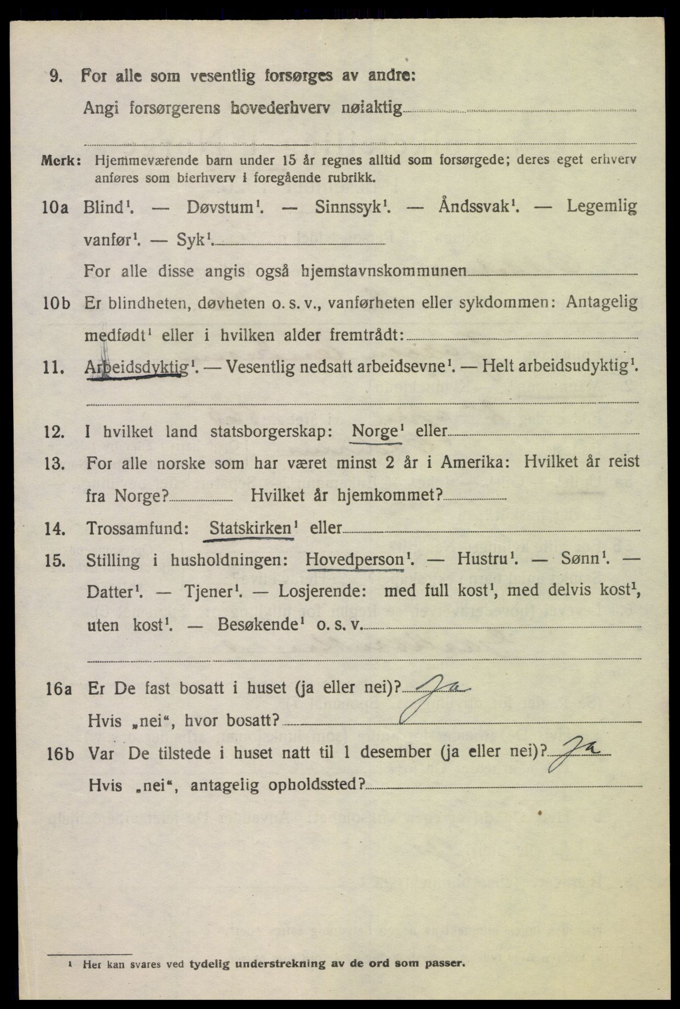 SAK, 1920 census for Oddernes, 1920, p. 5444
