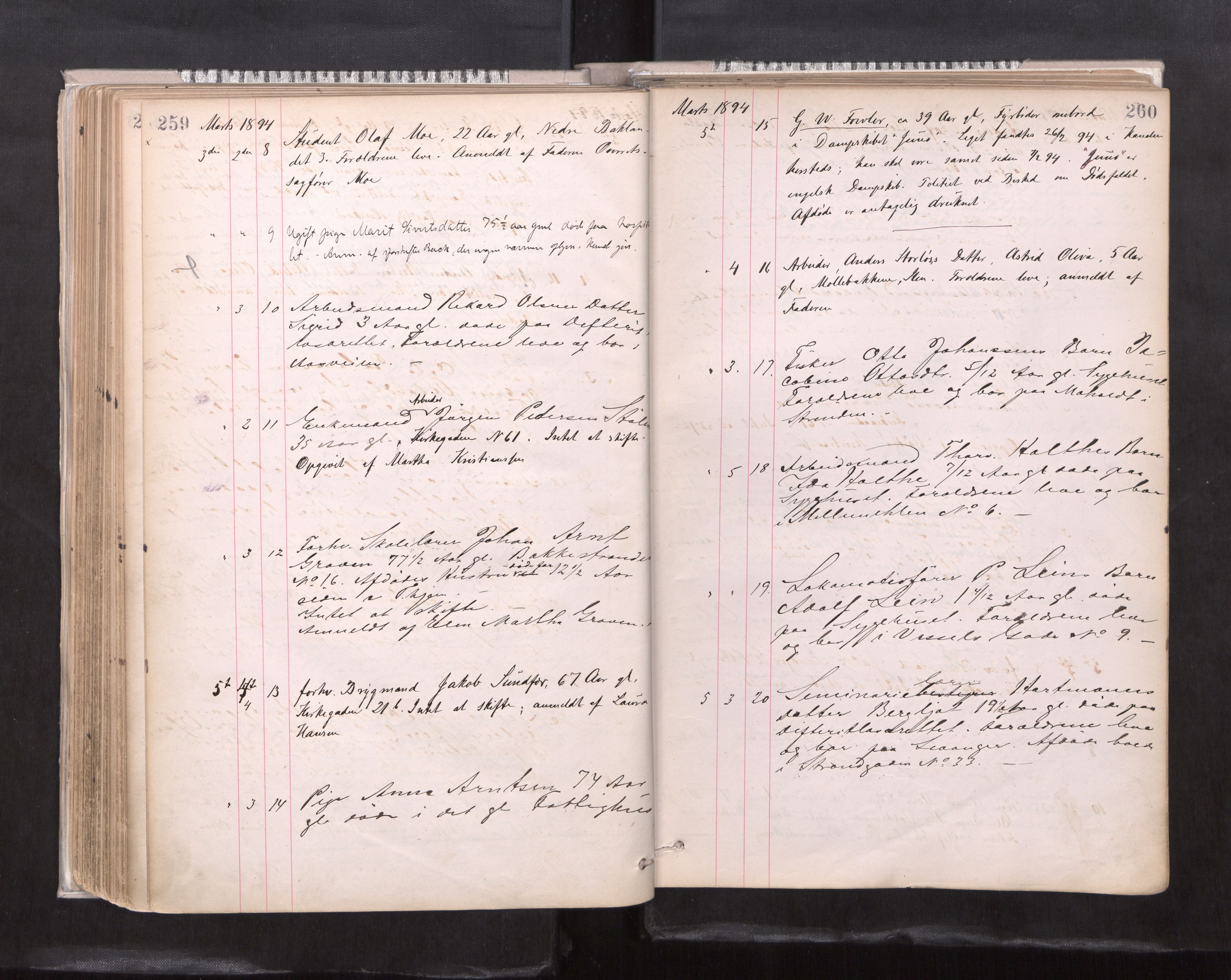 Trondheim byfogd, AV/SAT-A-0003/1/3/3L/L0004: Dødsanmeldelsesprotokoll, 1891-1897, p. 259-260