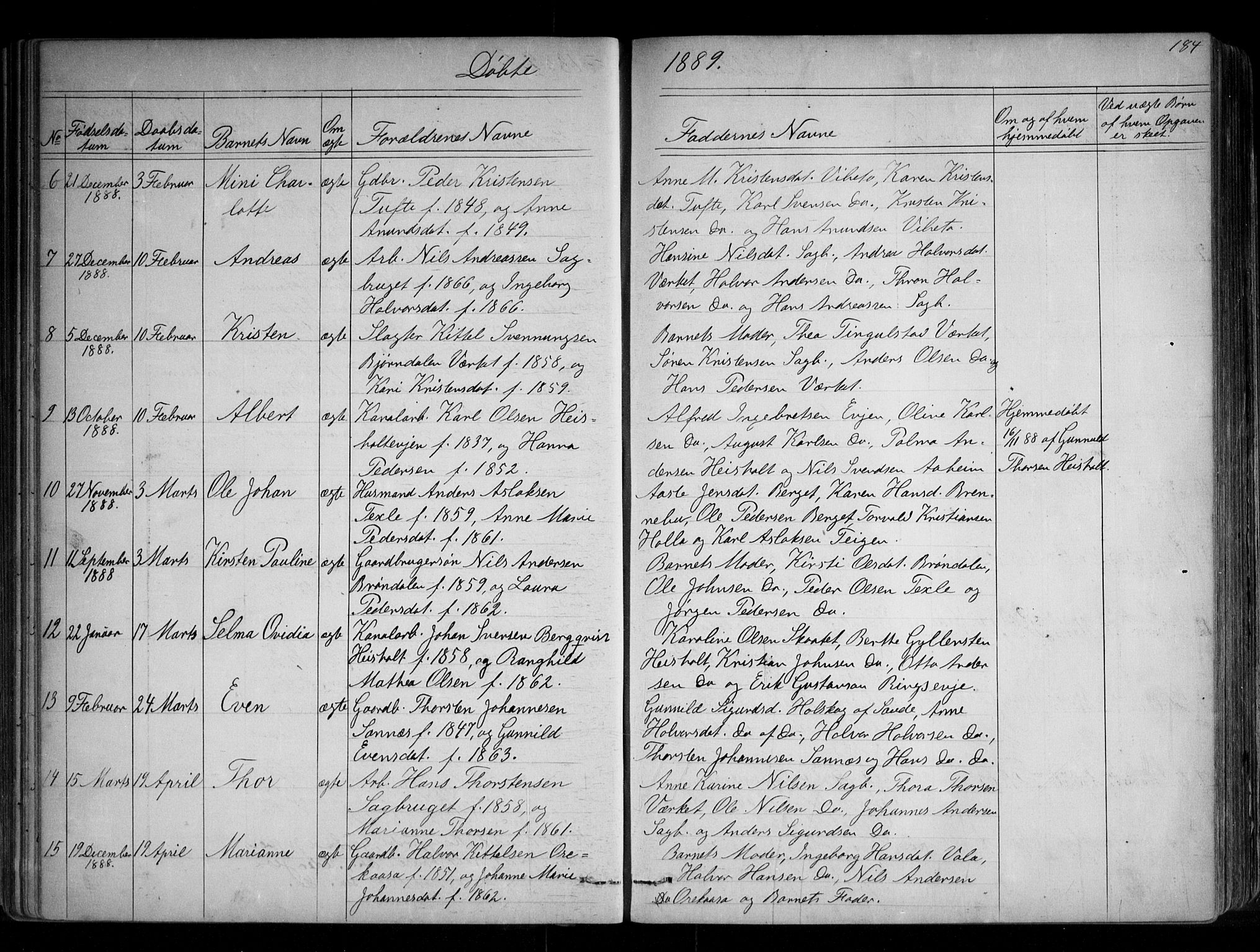 Holla kirkebøker, SAKO/A-272/G/Ga/L0004: Parish register (copy) no. I 4, 1867-1890, p. 184