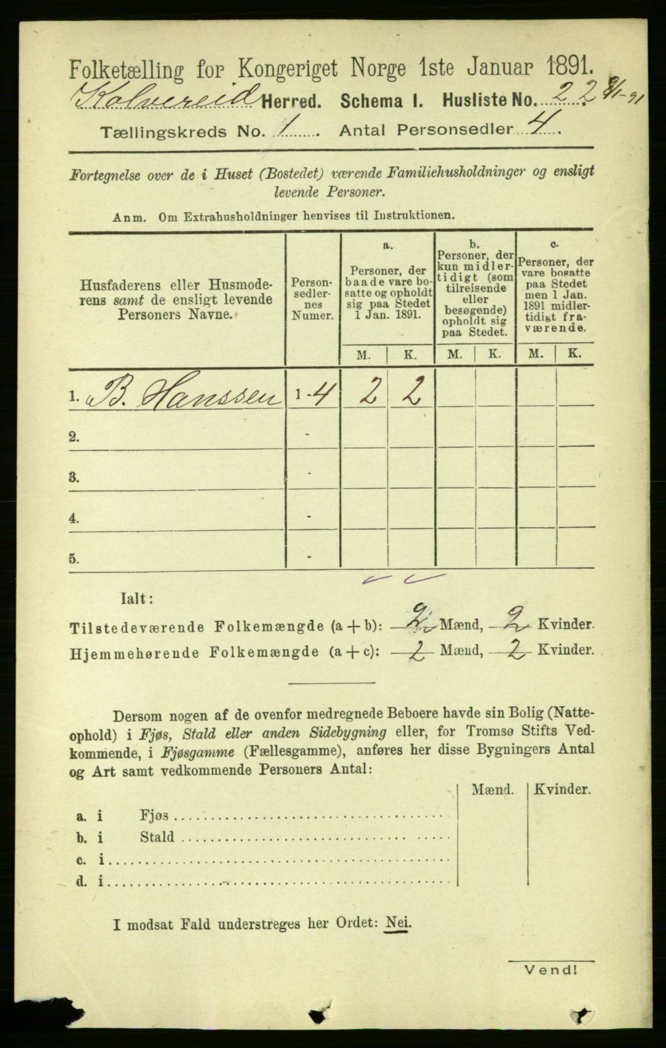 RA, 1891 census for 1752 Kolvereid, 1891, p. 39