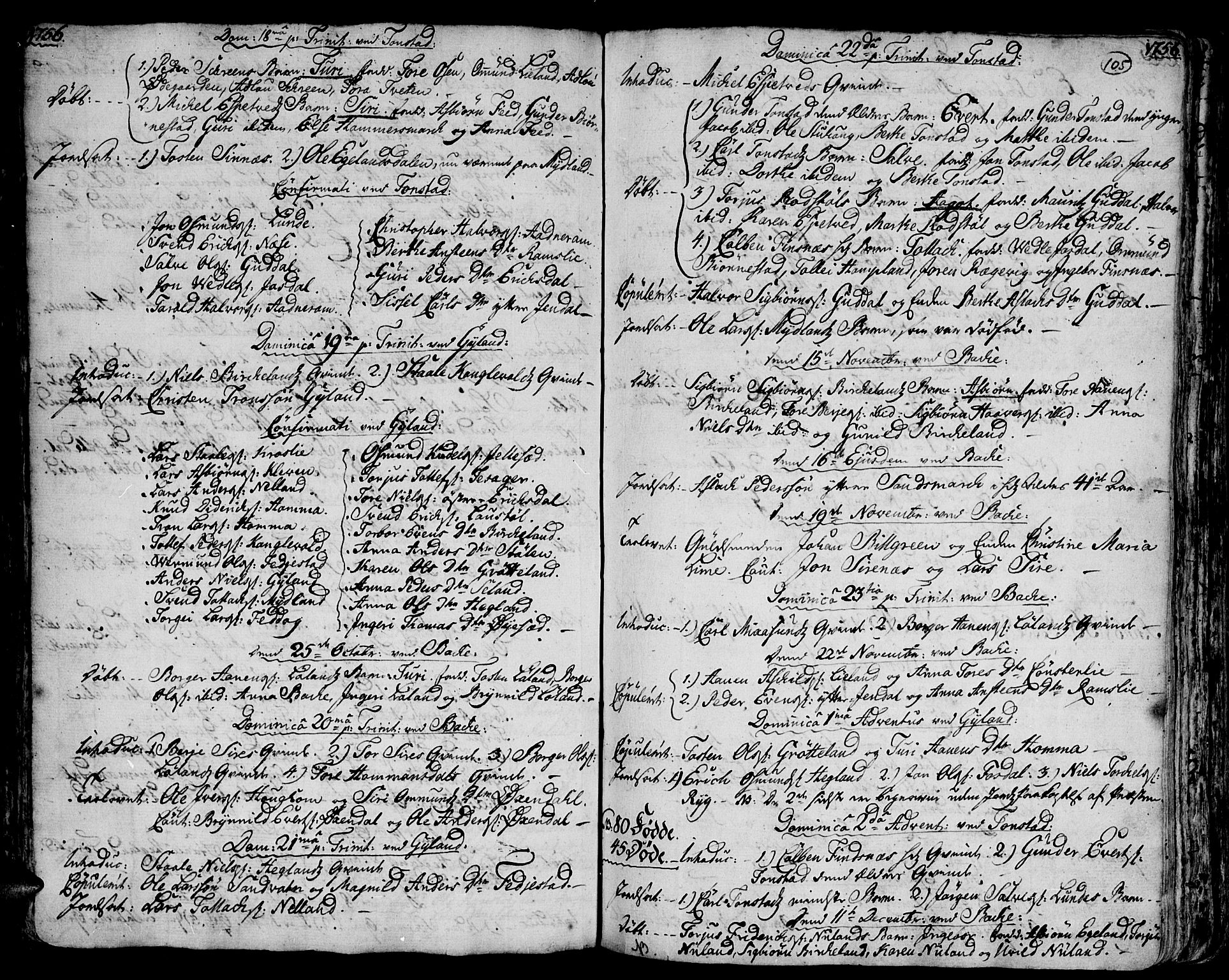 Bakke sokneprestkontor, AV/SAK-1111-0002/F/Fa/Faa/L0001: Parish register (official) no. A 1, 1741-1780, p. 105