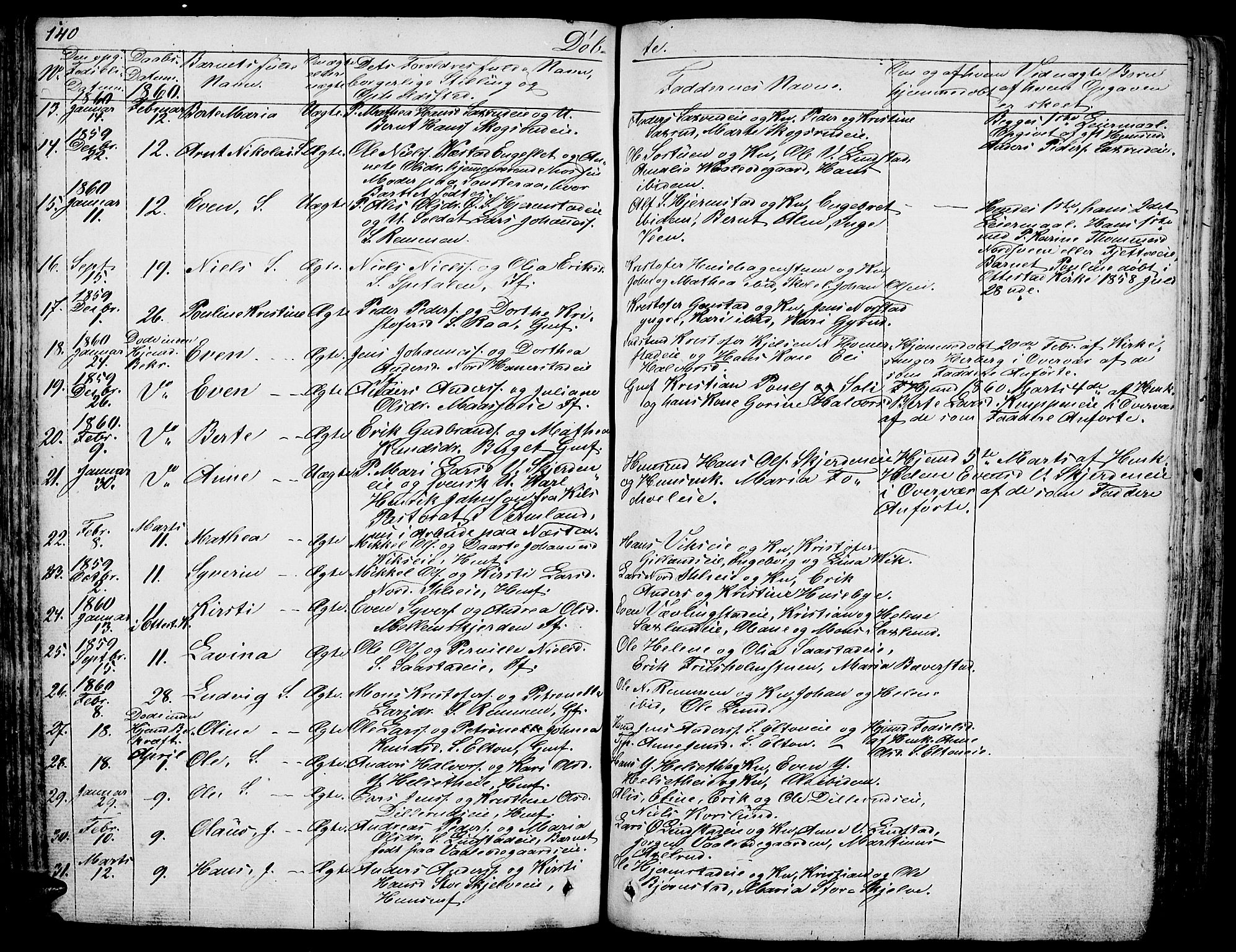 Stange prestekontor, AV/SAH-PREST-002/L/L0003: Parish register (copy) no. 3, 1840-1864, p. 140