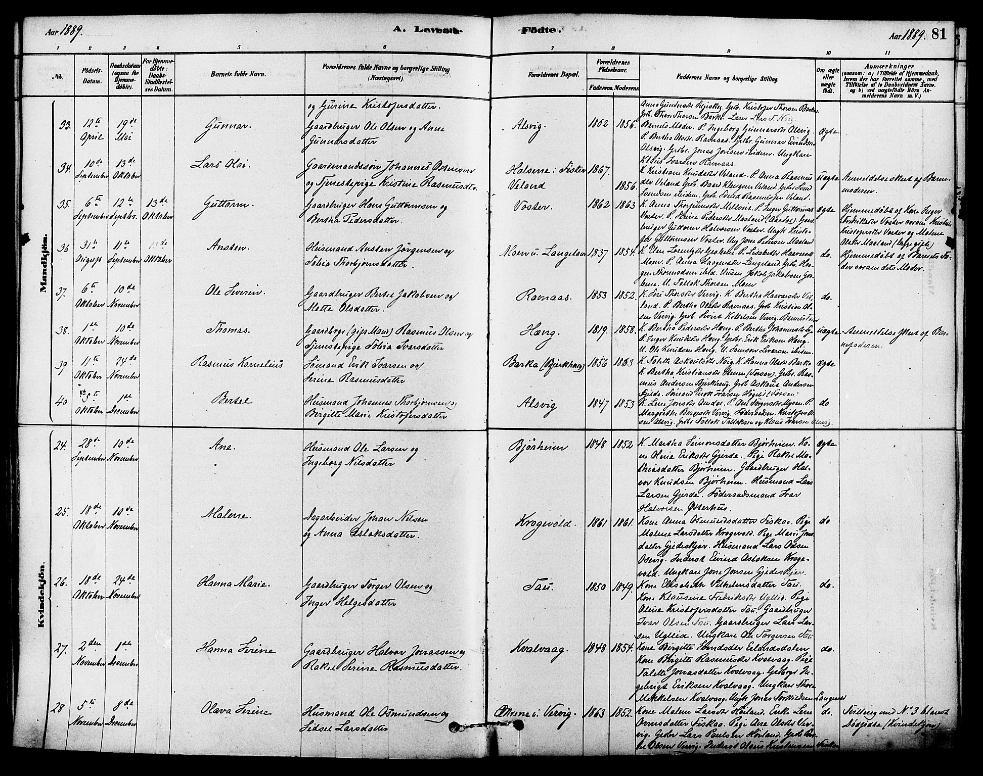 Strand sokneprestkontor, SAST/A-101828/H/Ha/Haa/L0009: Parish register (official) no. A 9, 1877-1908, p. 81