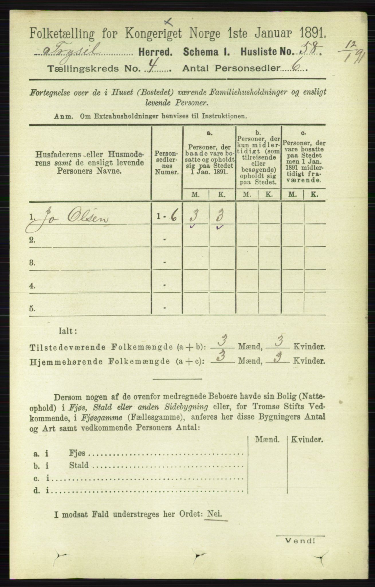 RA, 1891 census for 0428 Trysil, 1891, p. 1834