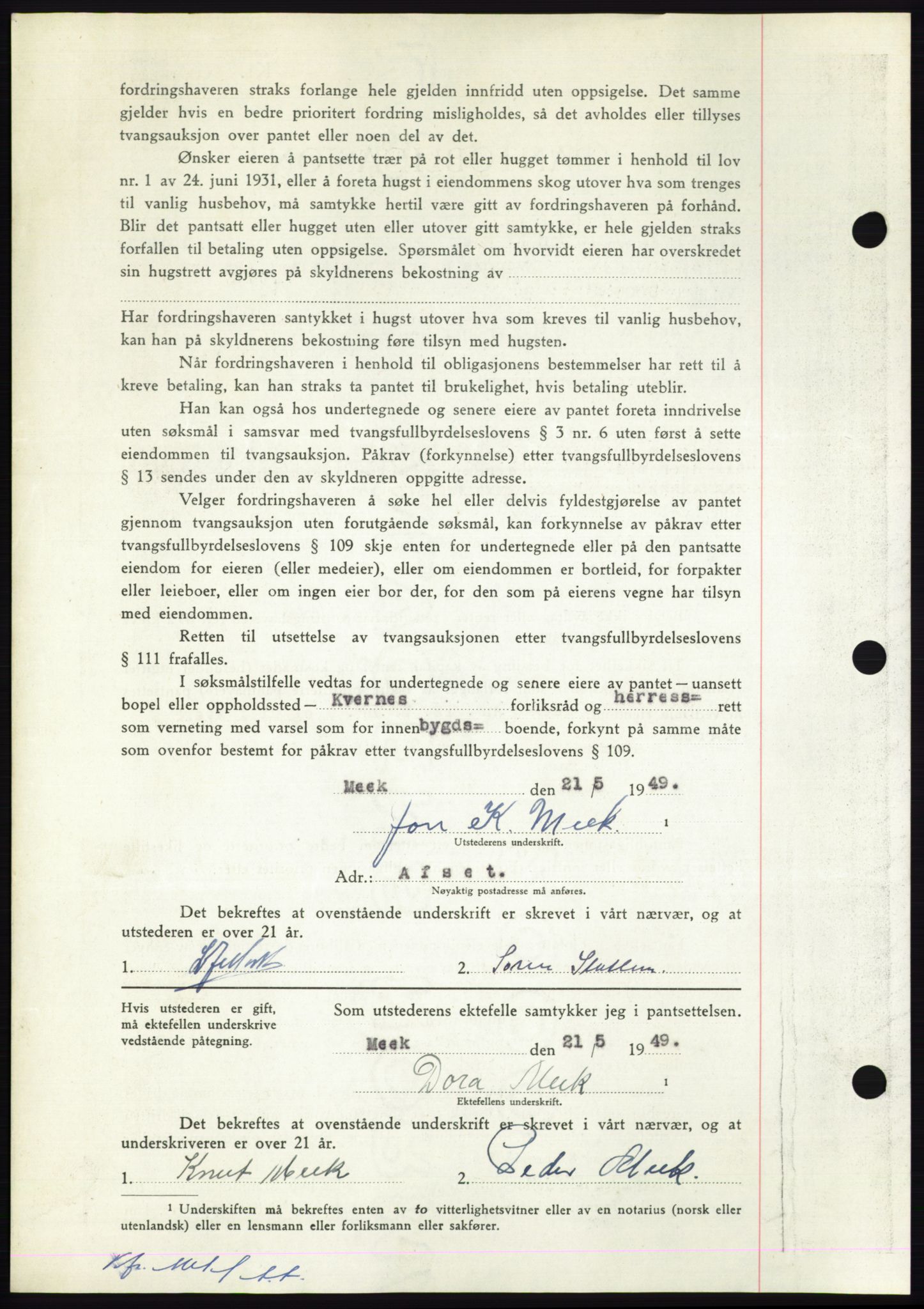 Nordmøre sorenskriveri, AV/SAT-A-4132/1/2/2Ca: Mortgage book no. B101, 1949-1949, Diary no: : 1475/1949