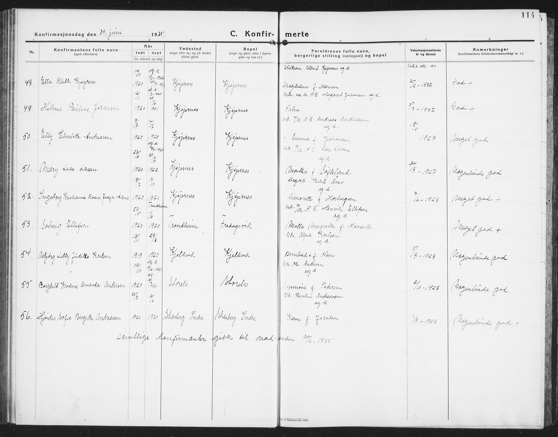 Ministerialprotokoller, klokkerbøker og fødselsregistre - Nordland, SAT/A-1459/861/L0879: Parish register (copy) no. 861C05, 1926-1939, p. 114