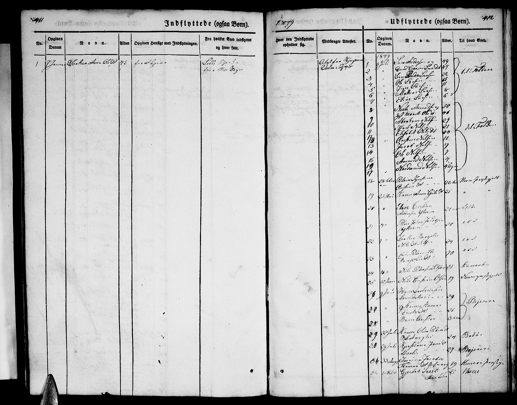 Ministerialprotokoller, klokkerbøker og fødselsregistre - Nordland, SAT/A-1459/827/L0413: Parish register (copy) no. 827C02, 1842-1852, p. 411-412