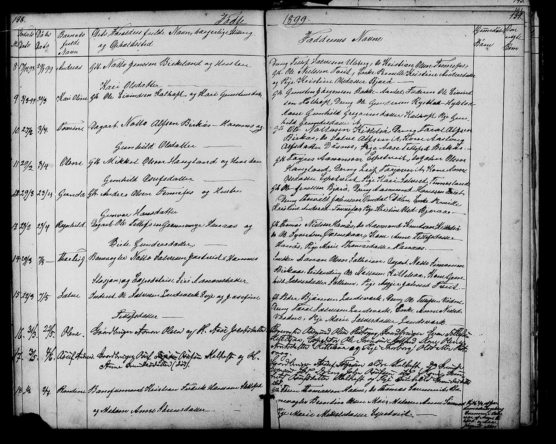Evje sokneprestkontor, SAK/1111-0008/F/Fb/Fbb/L0002: Parish register (copy) no. B 2, 1879-1909, p. 138-139