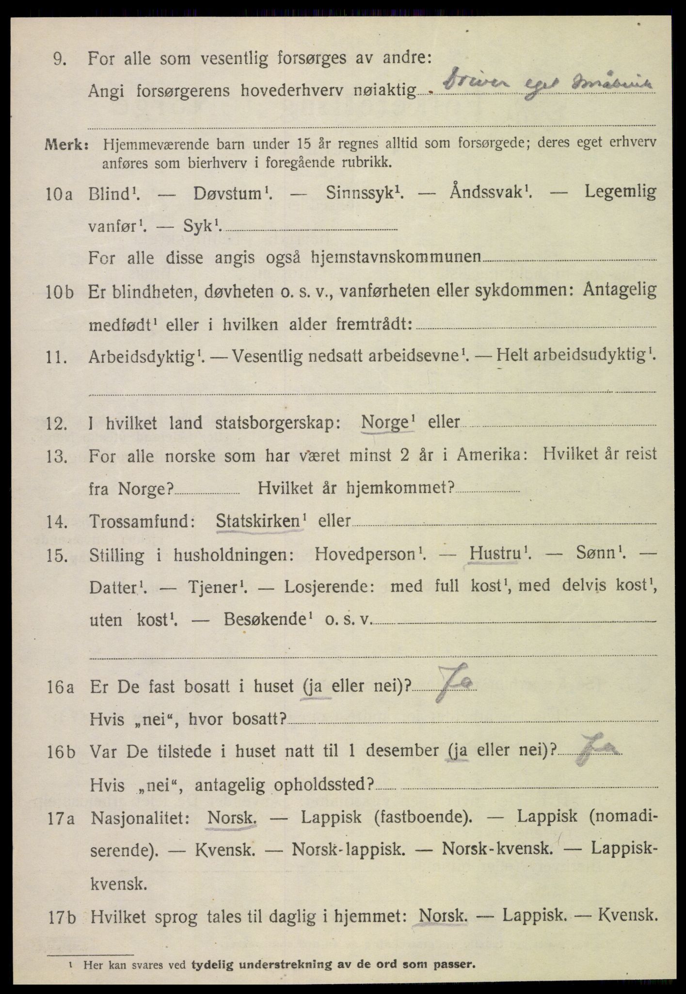 SAT, 1920 census for Fauske, 1920, p. 8183