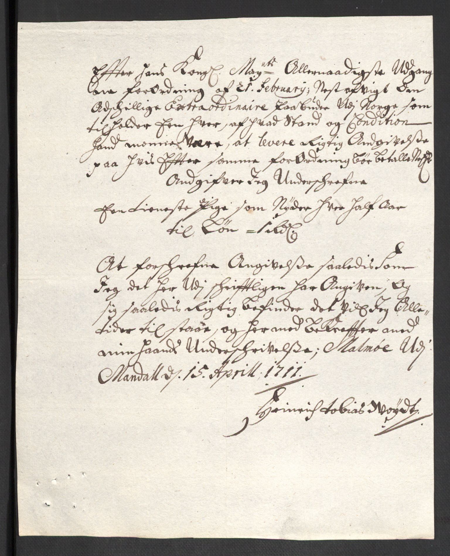 Rentekammeret inntil 1814, Reviderte regnskaper, Fogderegnskap, AV/RA-EA-4092/R43/L2554: Fogderegnskap Lista og Mandal, 1711, p. 478