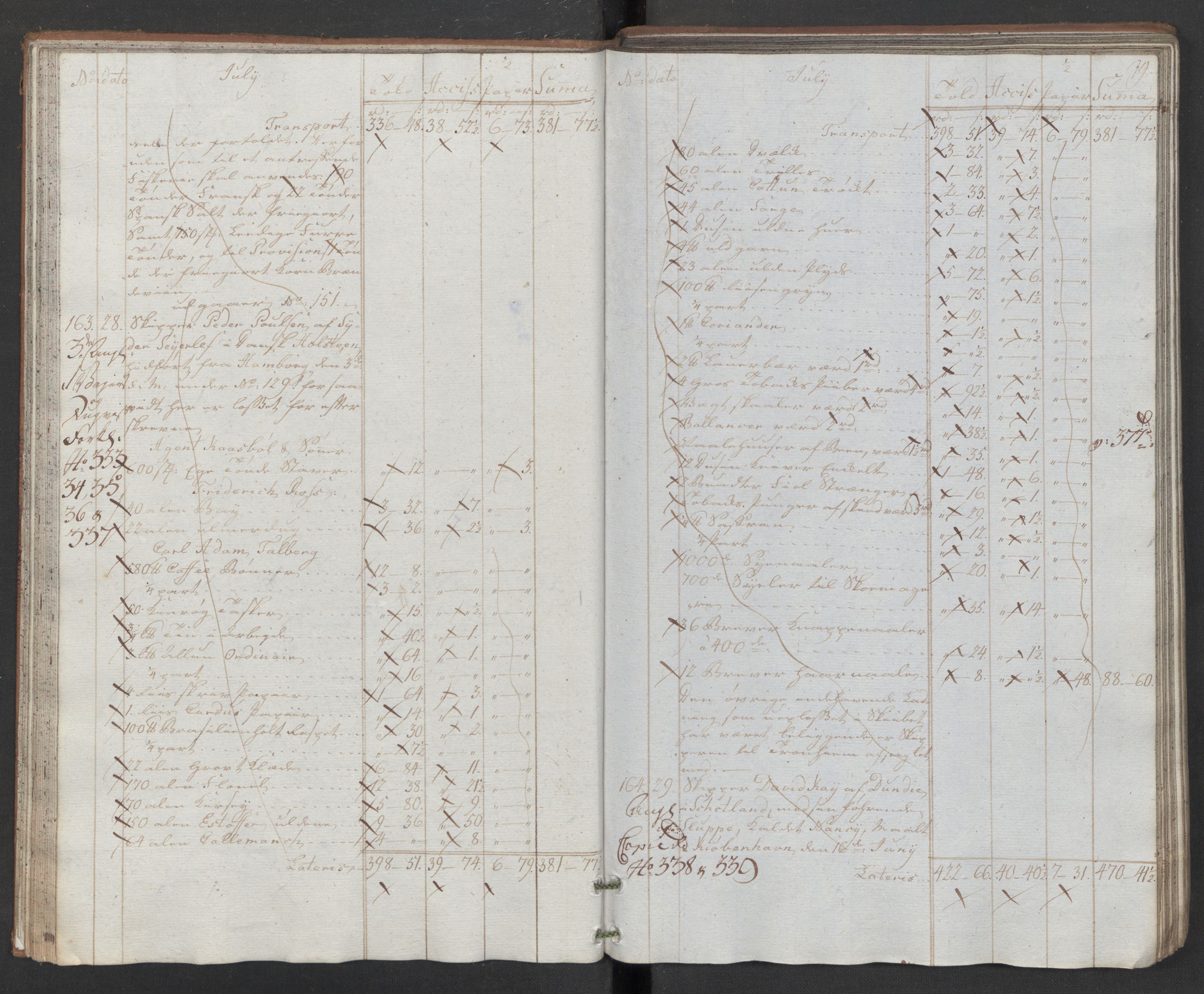 Generaltollkammeret, tollregnskaper, RA/EA-5490/R32/L0043/0001: Tollregnskaper Kristiansund / Hovedtollbok, 1786, p. 38b-39a