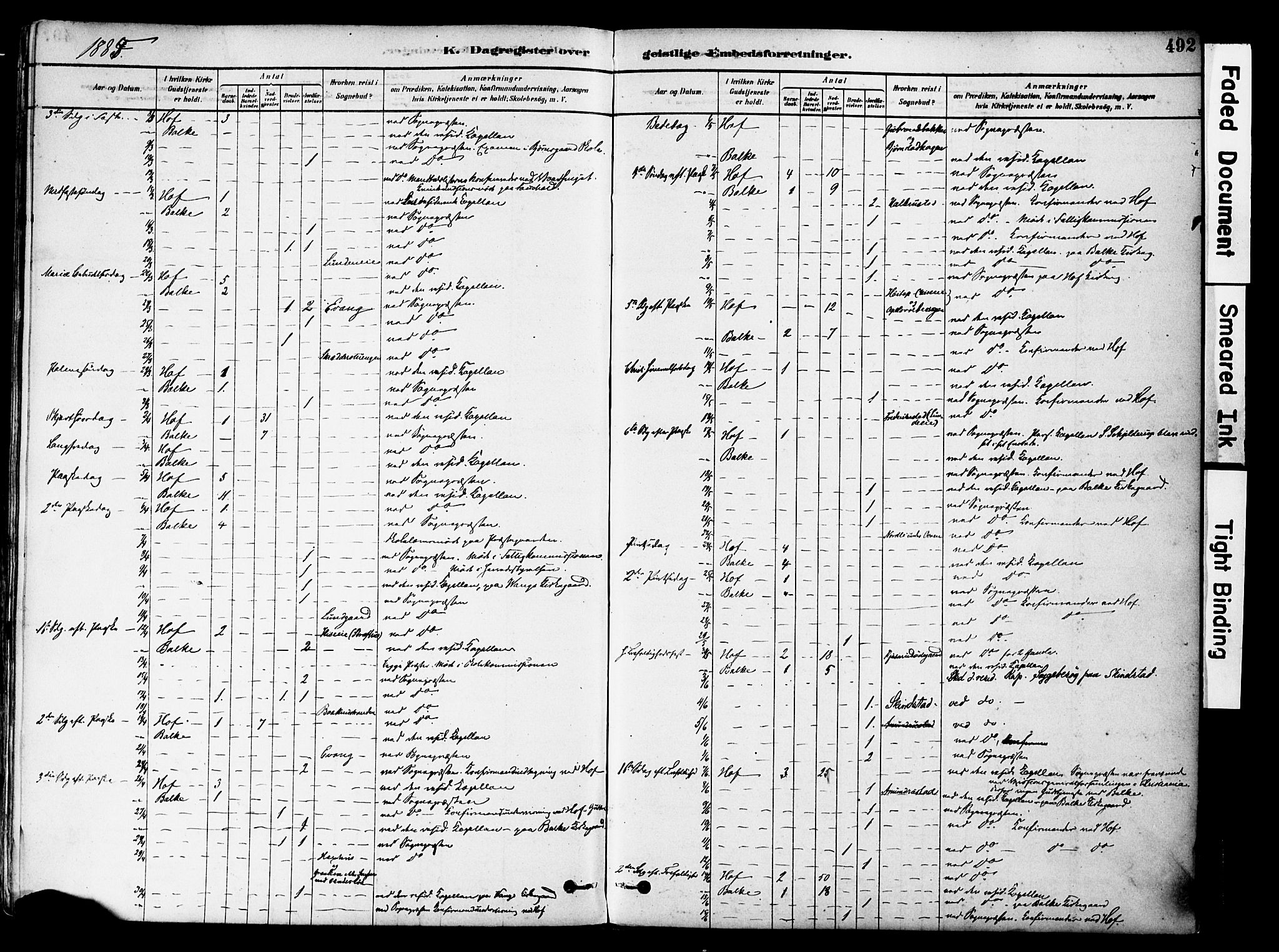 Østre Toten prestekontor, SAH/PREST-104/H/Ha/Haa/L0006: Parish register (official) no. 6 /1, 1878-1896, p. 492