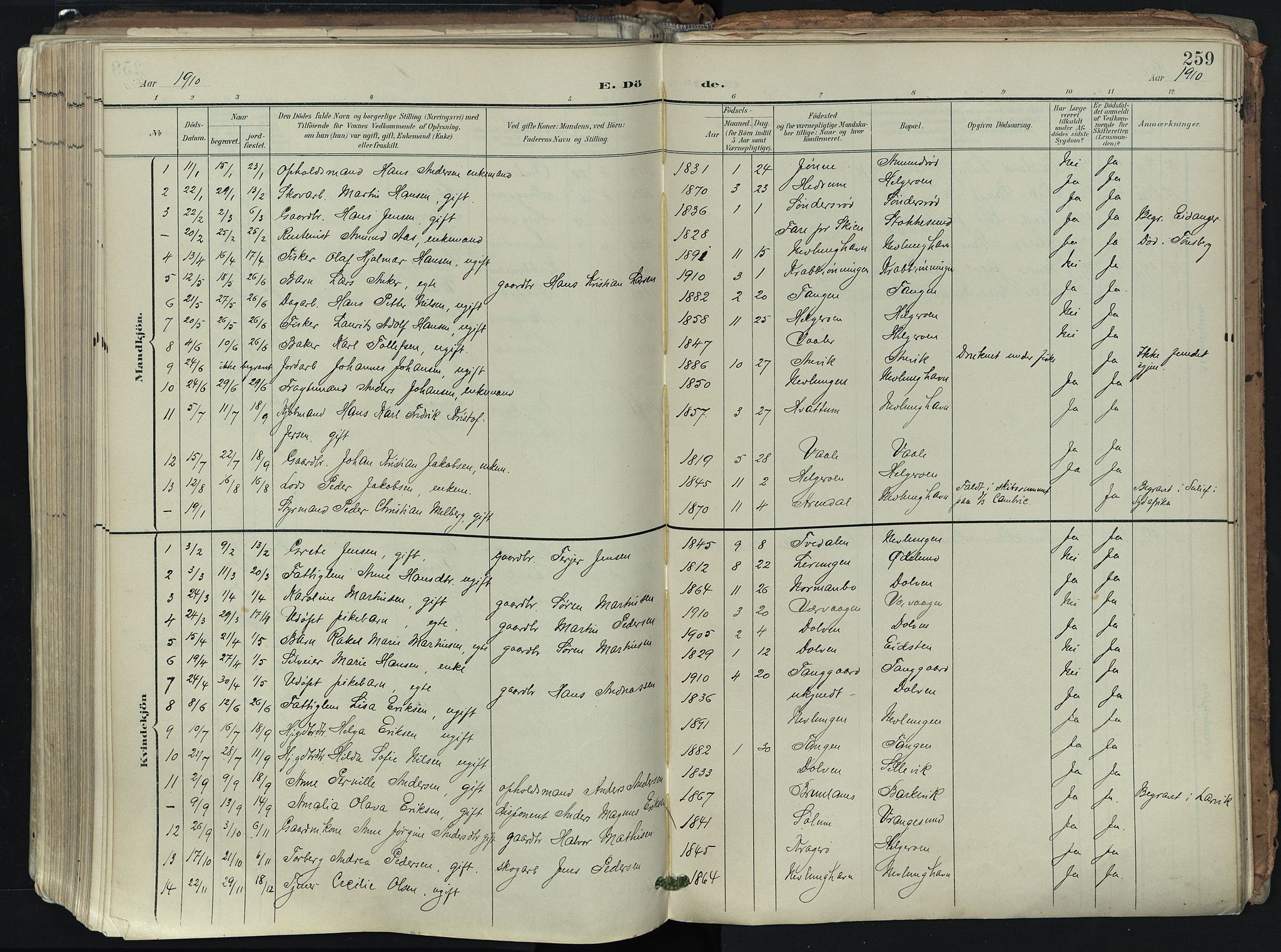 Brunlanes kirkebøker, SAKO/A-342/F/Fb/L0003: Parish register (official) no. II 3, 1900-1922, p. 259