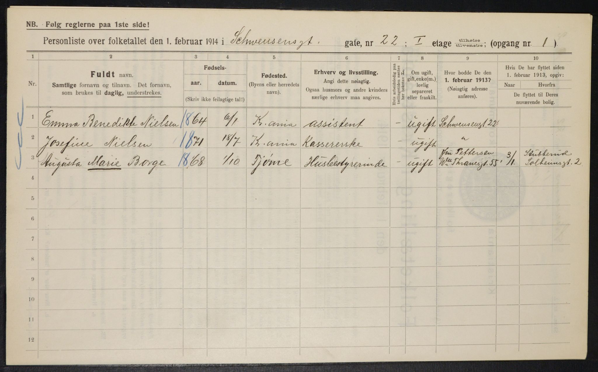 OBA, Municipal Census 1914 for Kristiania, 1914, p. 92728