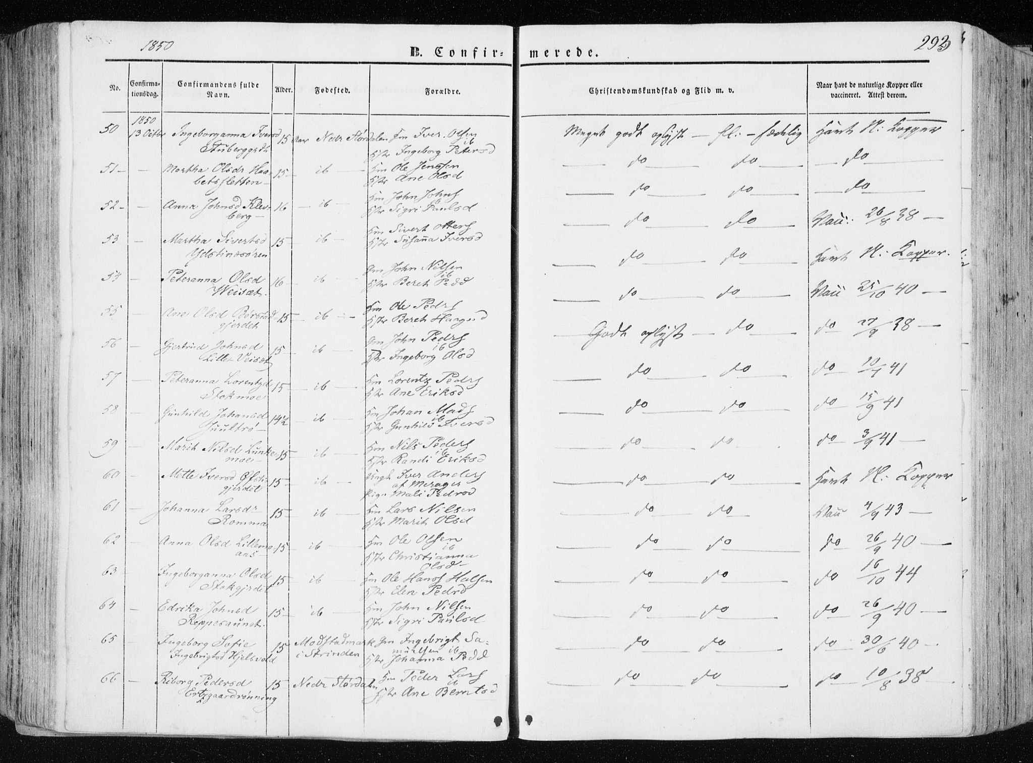 Ministerialprotokoller, klokkerbøker og fødselsregistre - Nord-Trøndelag, AV/SAT-A-1458/709/L0074: Parish register (official) no. 709A14, 1845-1858, p. 293