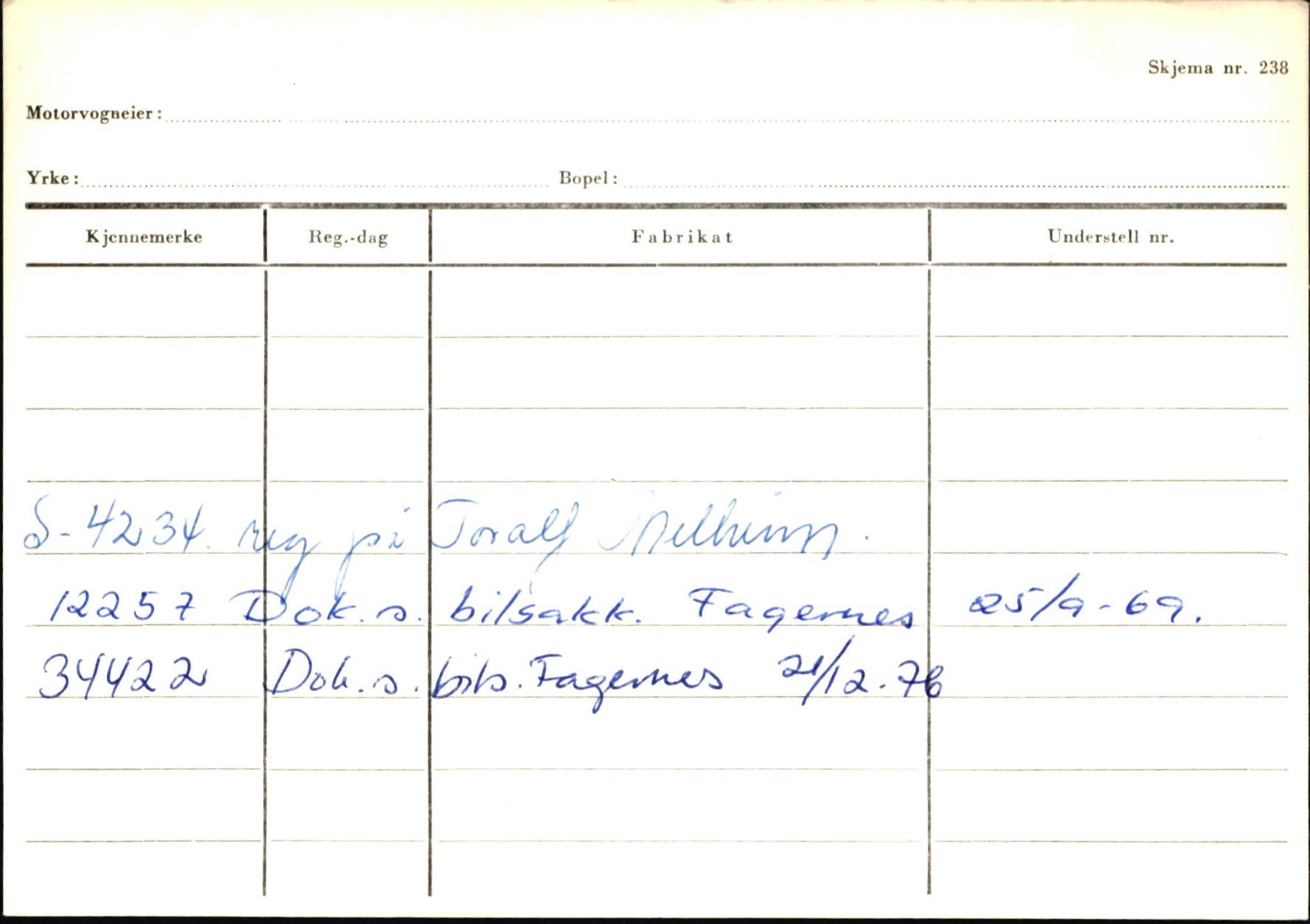 Statens vegvesen, Sogn og Fjordane vegkontor, SAB/A-5301/4/F/L0146: Registerkort Årdal R-Å samt diverse kort, 1945-1975, p. 992