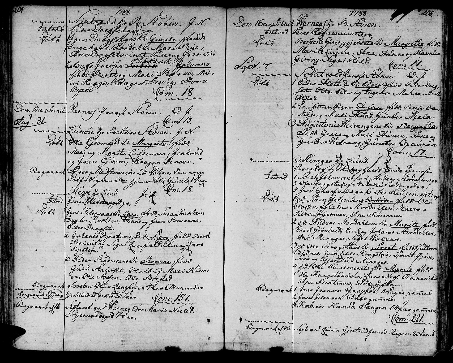 Ministerialprotokoller, klokkerbøker og fødselsregistre - Nord-Trøndelag, SAT/A-1458/709/L0059: Parish register (official) no. 709A06, 1781-1797, p. 204-205