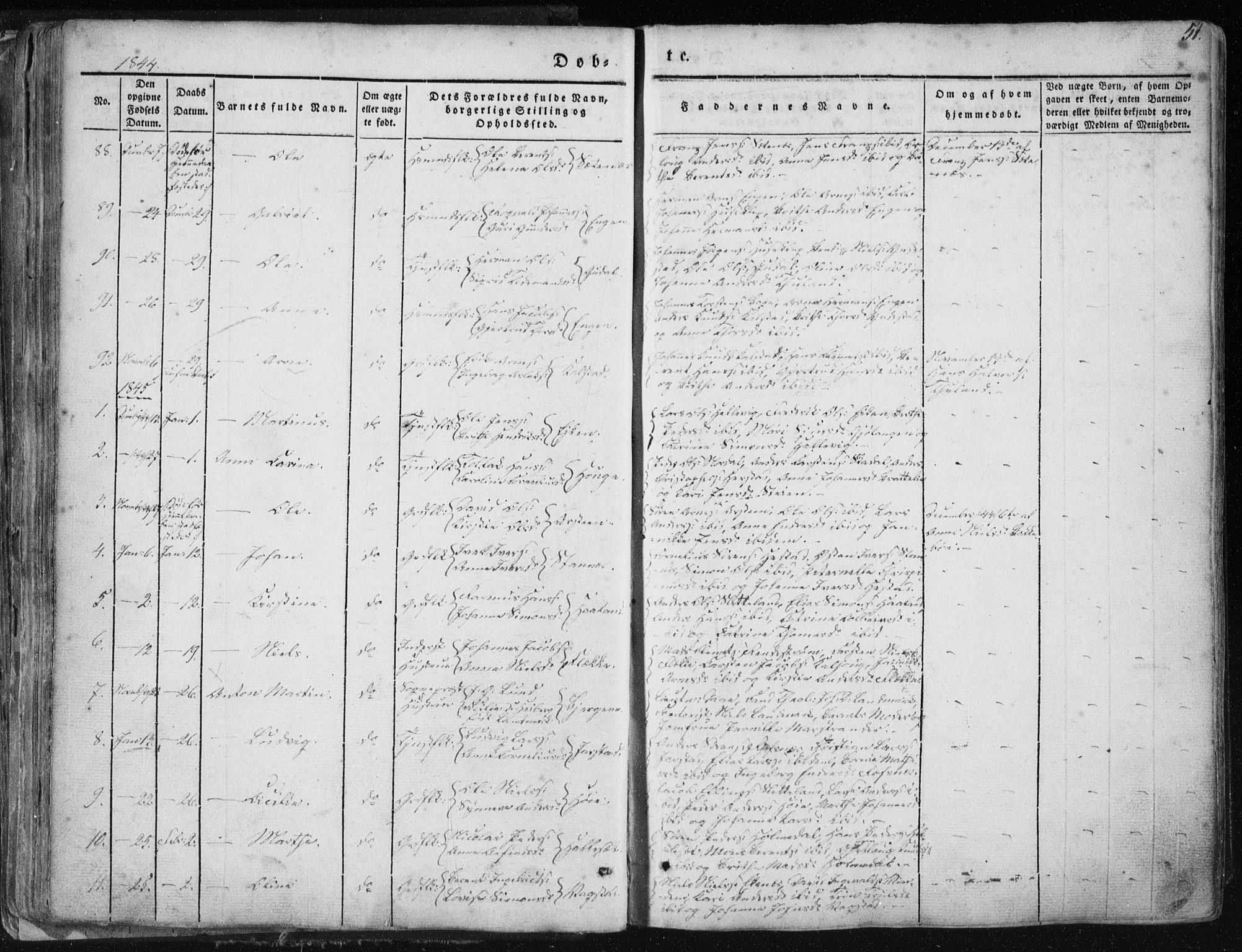 Fjaler sokneprestembete, AV/SAB-A-79801/H/Haa/Haaa/L0006: Parish register (official) no. A 6, 1835-1884, p. 51